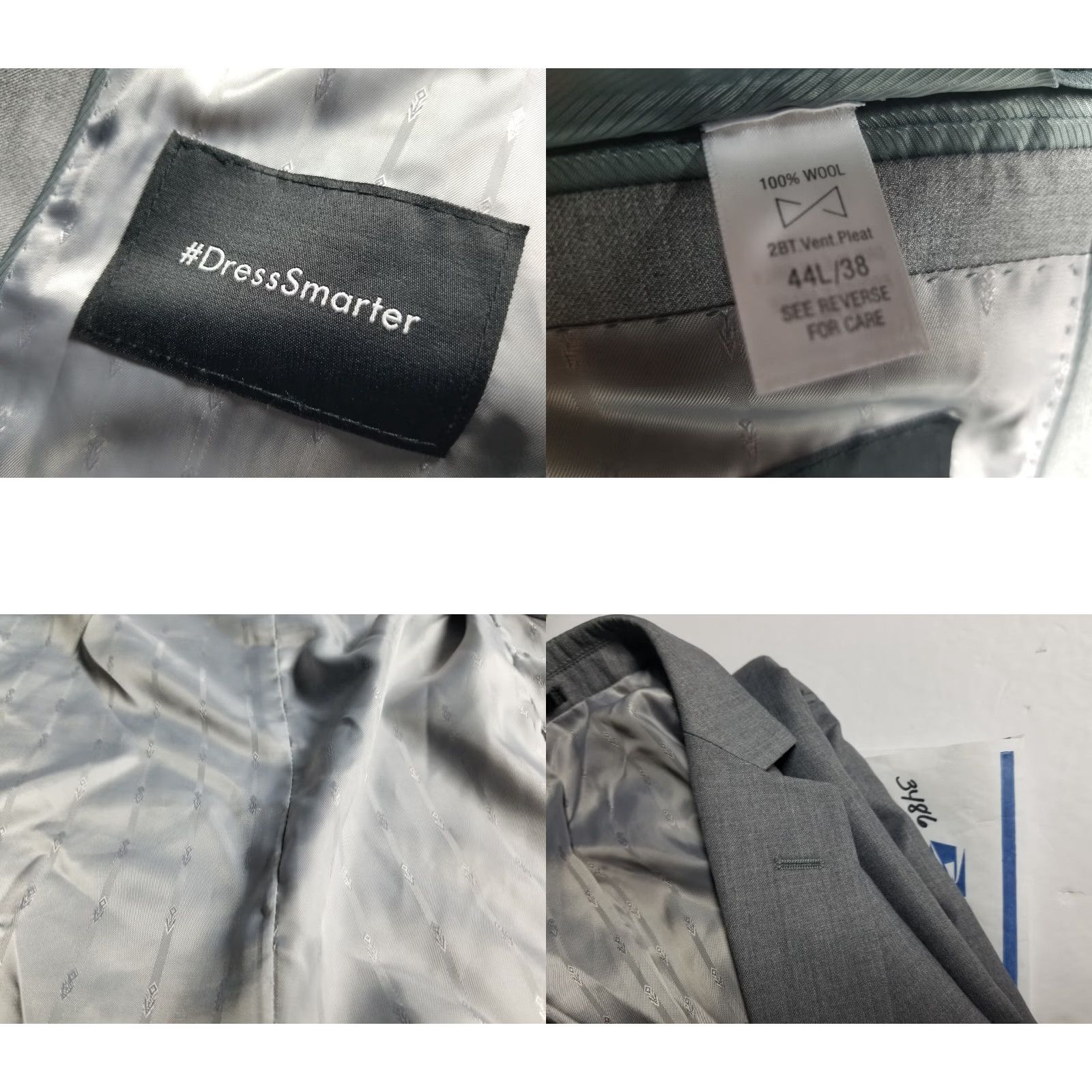 Vintage Combatant Gentlemen Wool Blazer Sport Coat Men’s 44L Slim Fit Grey Size 44R - 9 Thumbnail