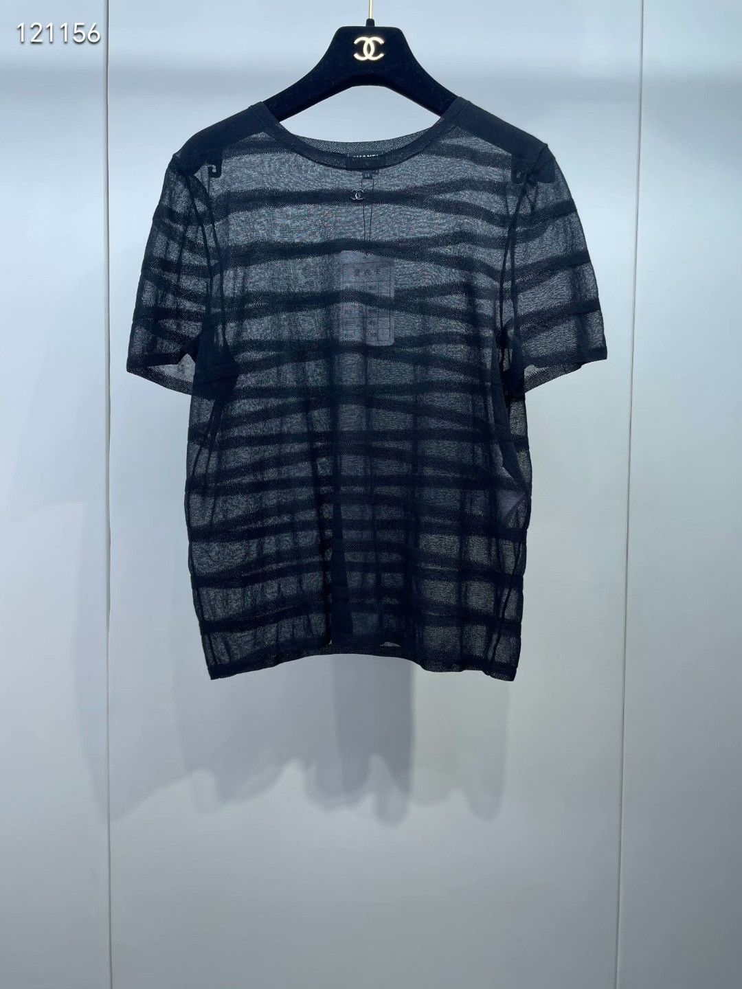 Chanel Chanel Black Striped Sheer Short Sleeve Size S / US 4 / IT 40 - 1 Thumbnail