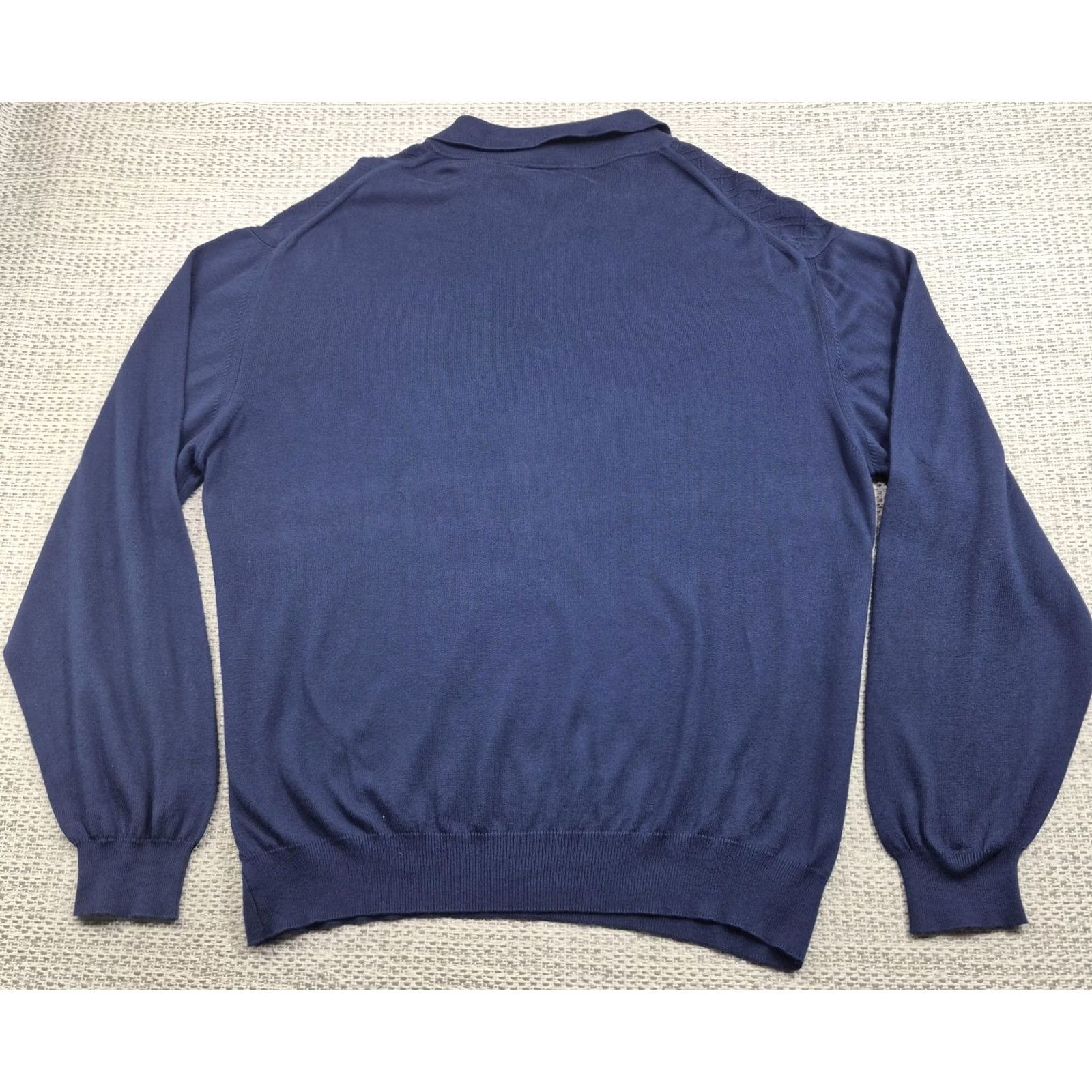 Vintage Toscano Mens 2XL Blue Argyle Knit Pullover Sweater Collared Cotton Rayon Made Italy Size US XXL / EU 58 / 5 - 6 Thumbnail