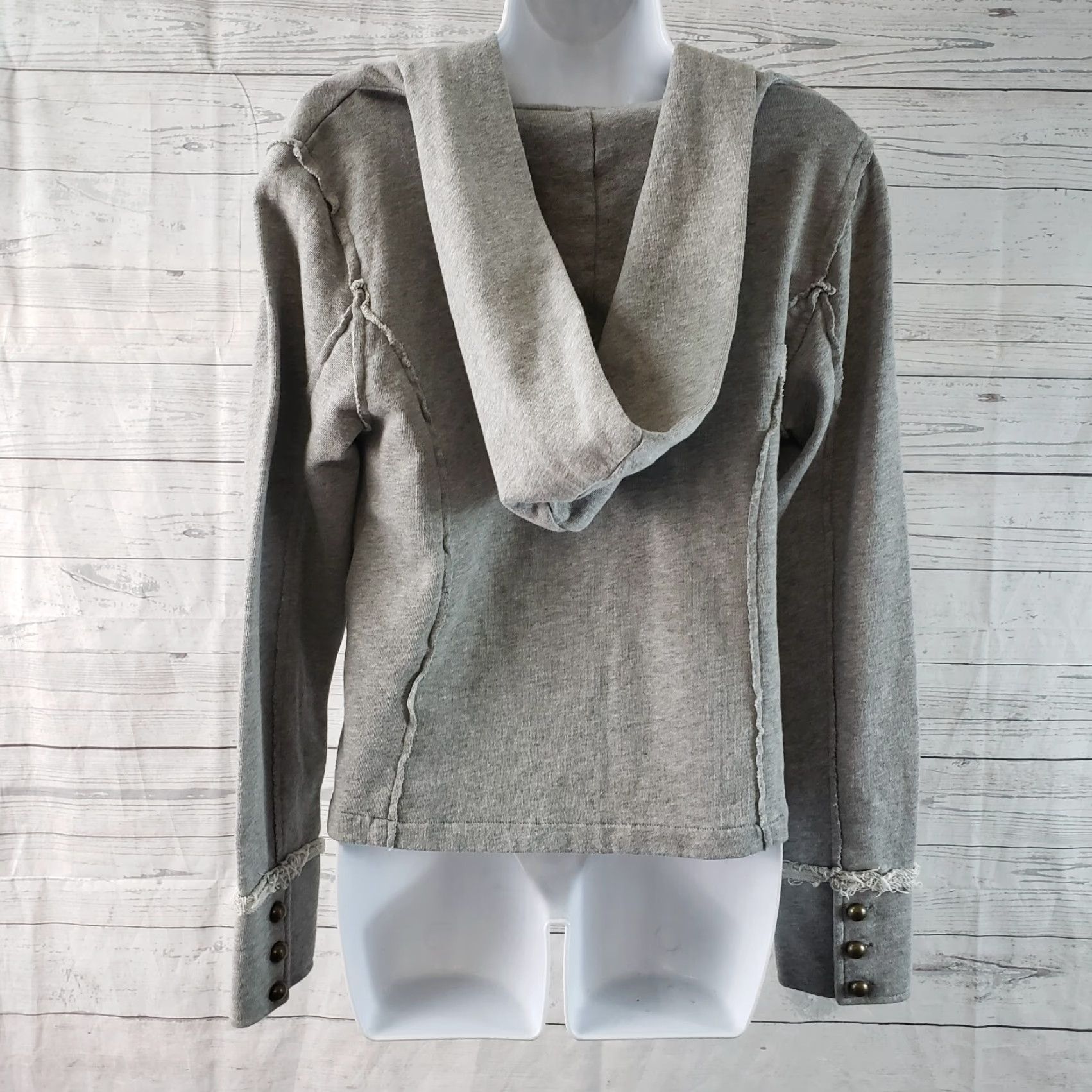Anthropologie Allihop Womens Sweatshirt Jacket Sz Small Gray Buttoned Jacket Womens Small Gray Allihop Size S / US 4 / IT 40 - 4 Thumbnail