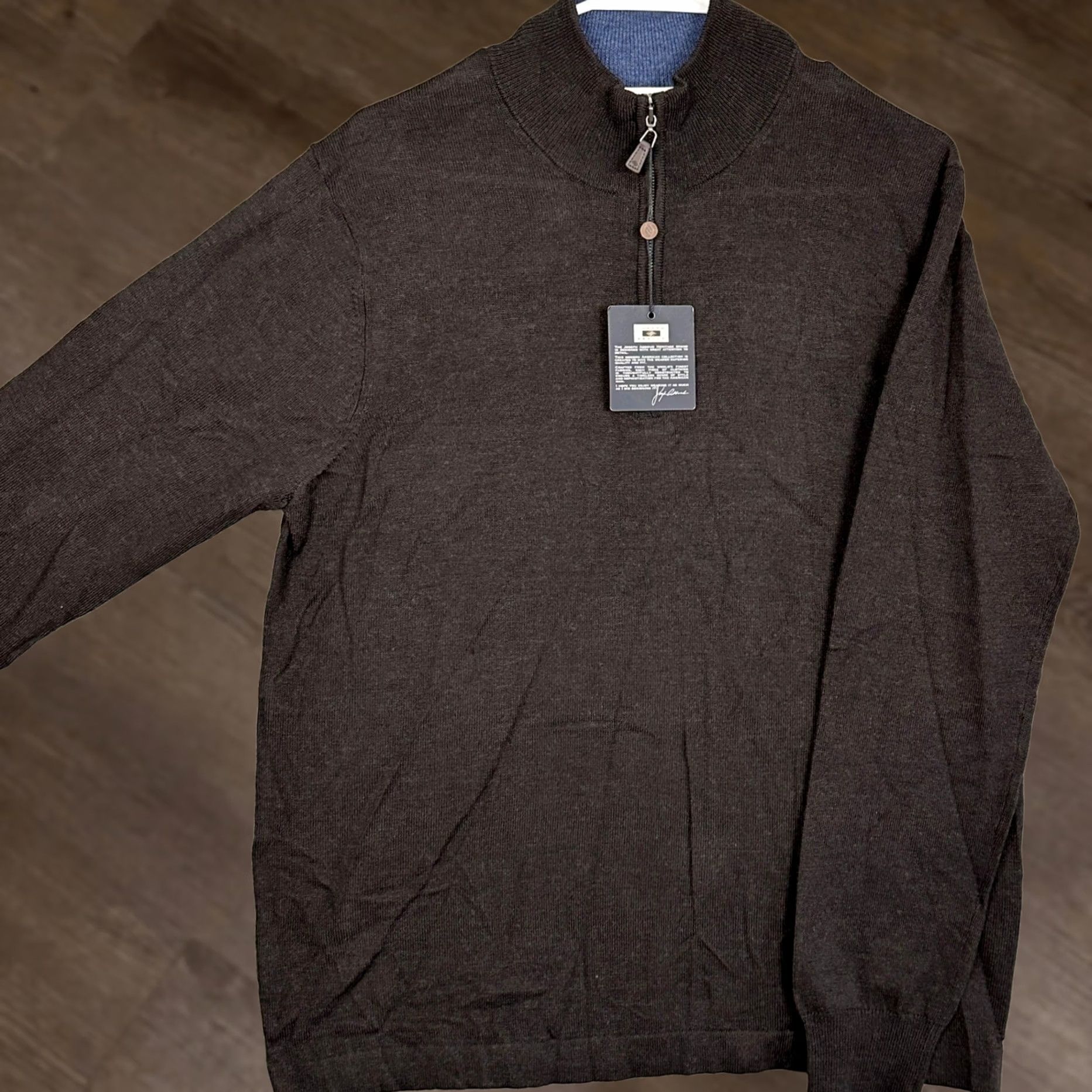 Joseph Abboud Joseph Abboud Mens Large Dark Brown Quarter Zip Sweater 100% Merion Wool Size US L / EU 52-54 / 3 - 1 Thumbnail