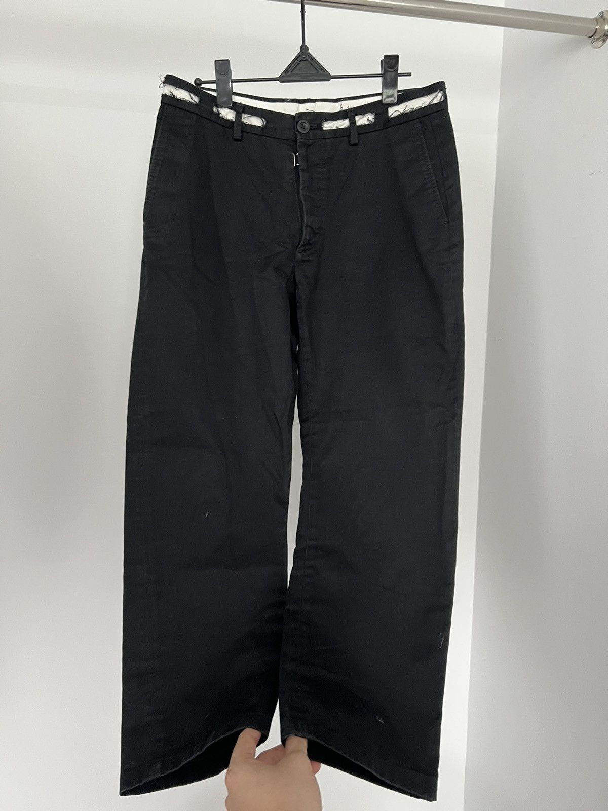 image of S/s 2018 Maison Margiela Cut Out Distress Pants in Black/White, Men's (Size 30)