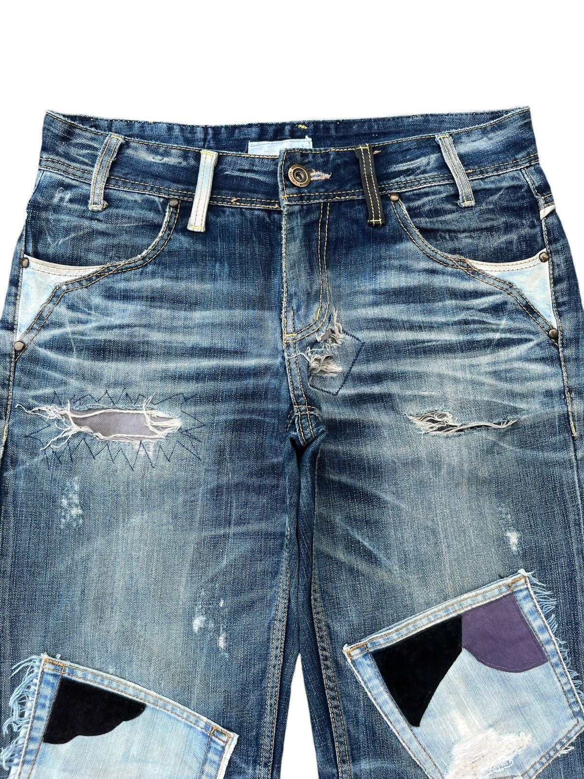 Beauty Beast Vintage Kapital Style Sashiko Boro Trashed Distressed Jeans Size US 34 / EU 50 - 3 Thumbnail