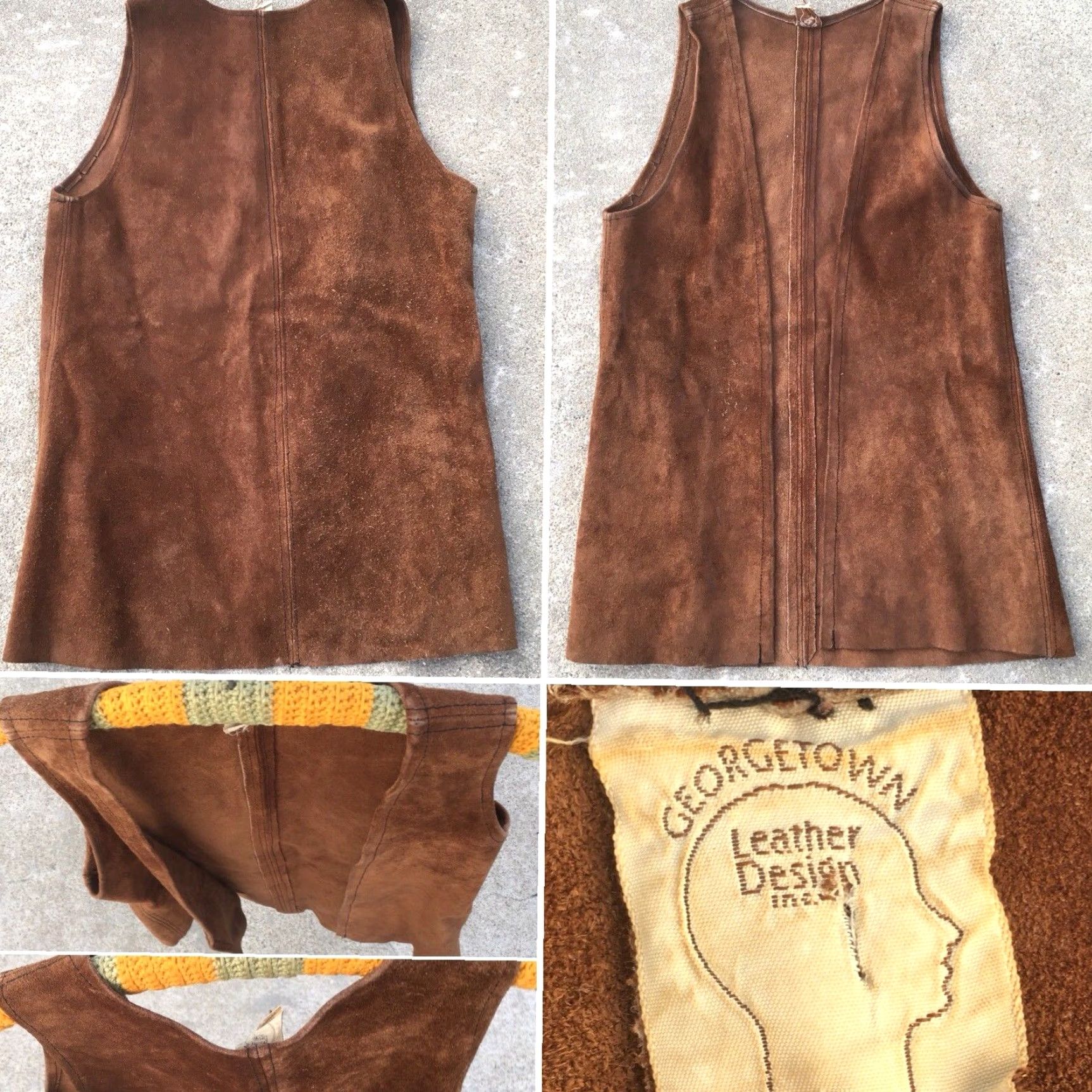 Vintage VINTAGE Georgetown Leather Washington DC Suede Vest Hippie Boho Festival S M Leather Vest Brown Suede Vest Mens Womens Boys Girls 1960s 1970s Size S / US 4 / IT 40 - 2 Thumbnail