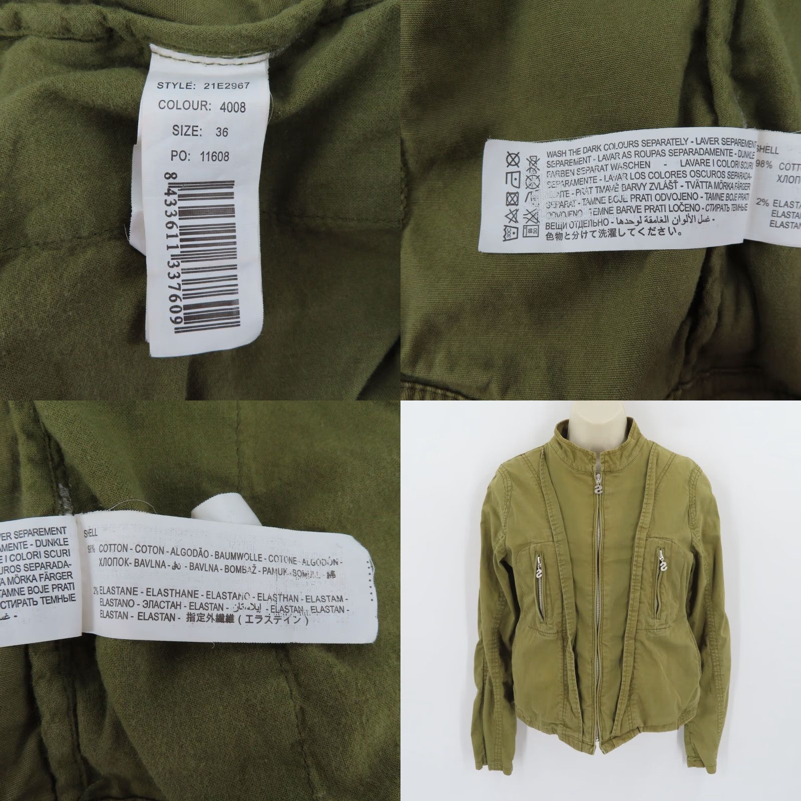 Desigual Desigual Jacket Womens 36 Green Embroidered Pockets Zip Coat Coat Size XS / US 0-2 / IT 36-38 - 8 Thumbnail