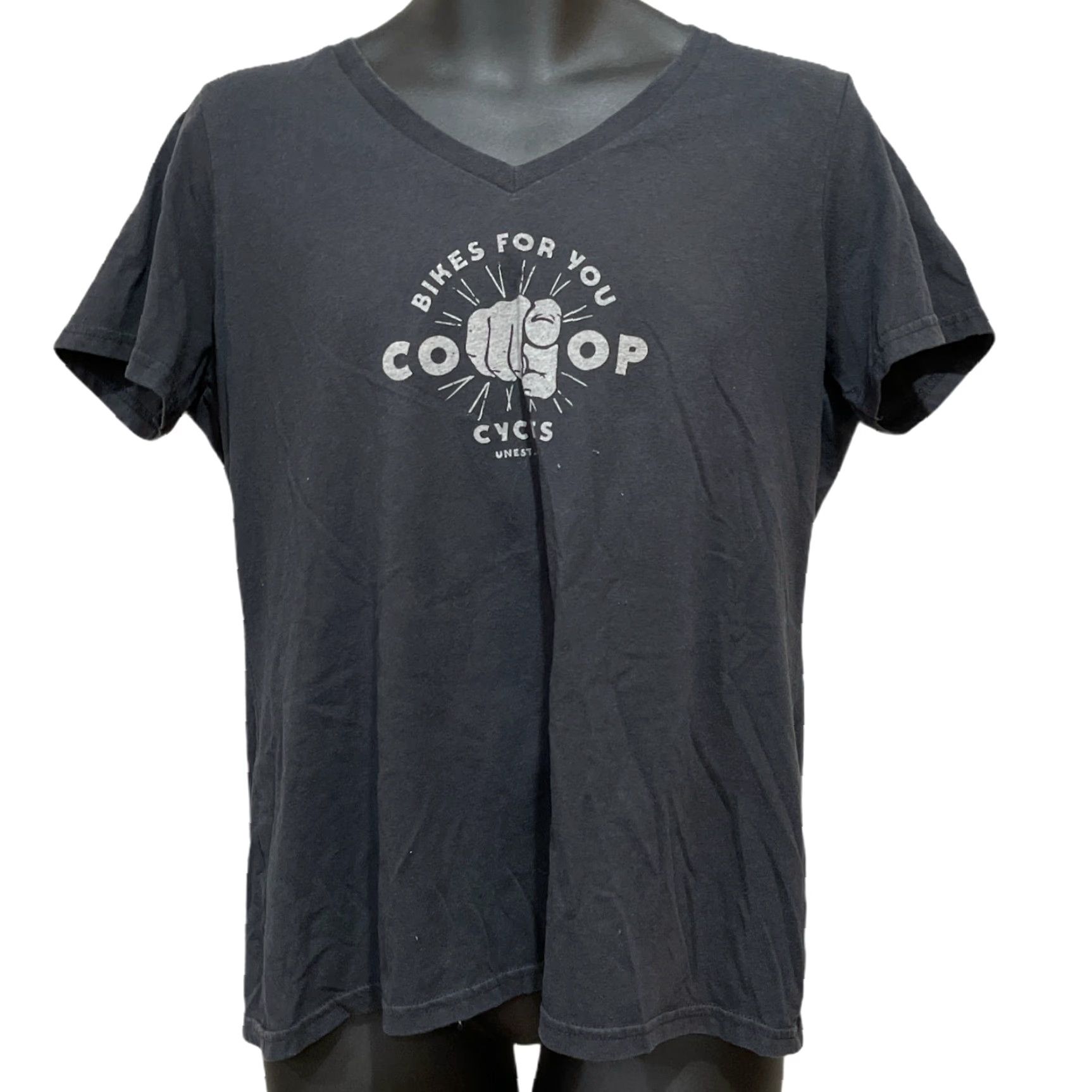 Vintage Coop Cycles Shirt XL Gray T-Shirt V-Neck Short Sleeve Organic Cotton Blend Women Regular Size XL / US 12-14 / IT 48-50 - 2 Thumbnail