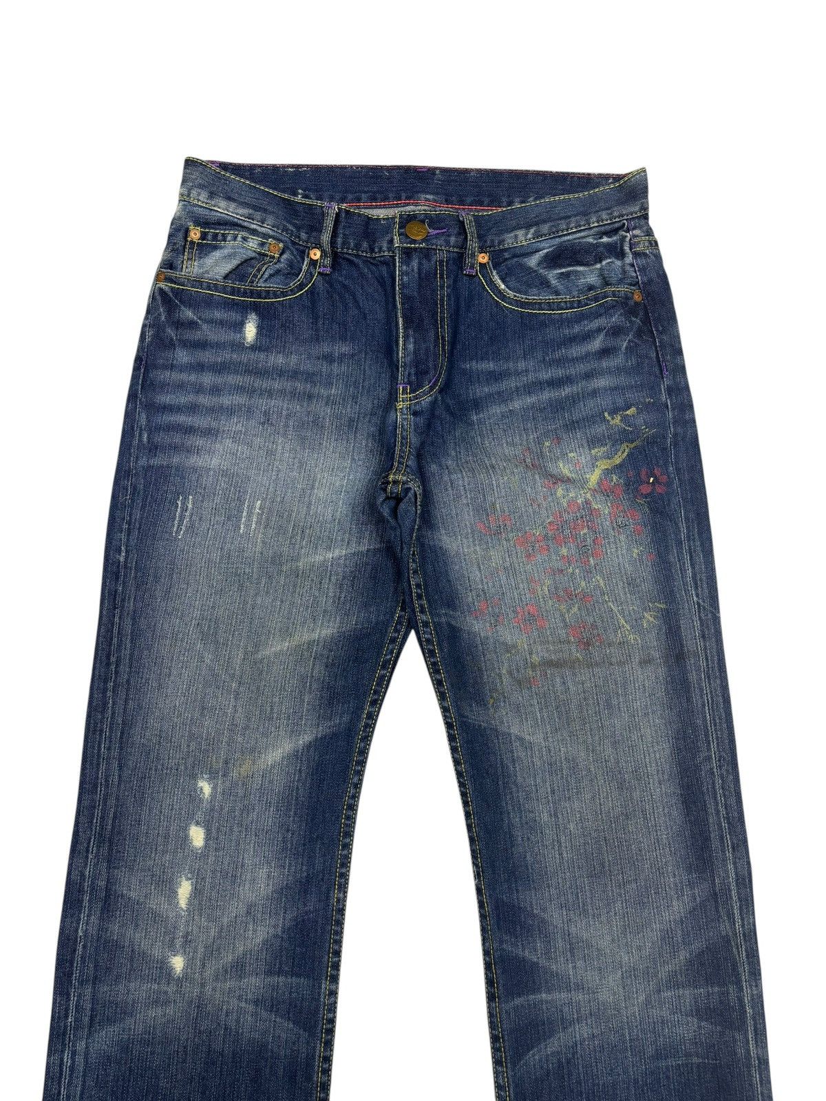 Takeo Kikuchi Takeo Kikuchi Japanese Koi Fish Embroidery Blue Jeans Size US 32 / EU 48 - 4 Thumbnail