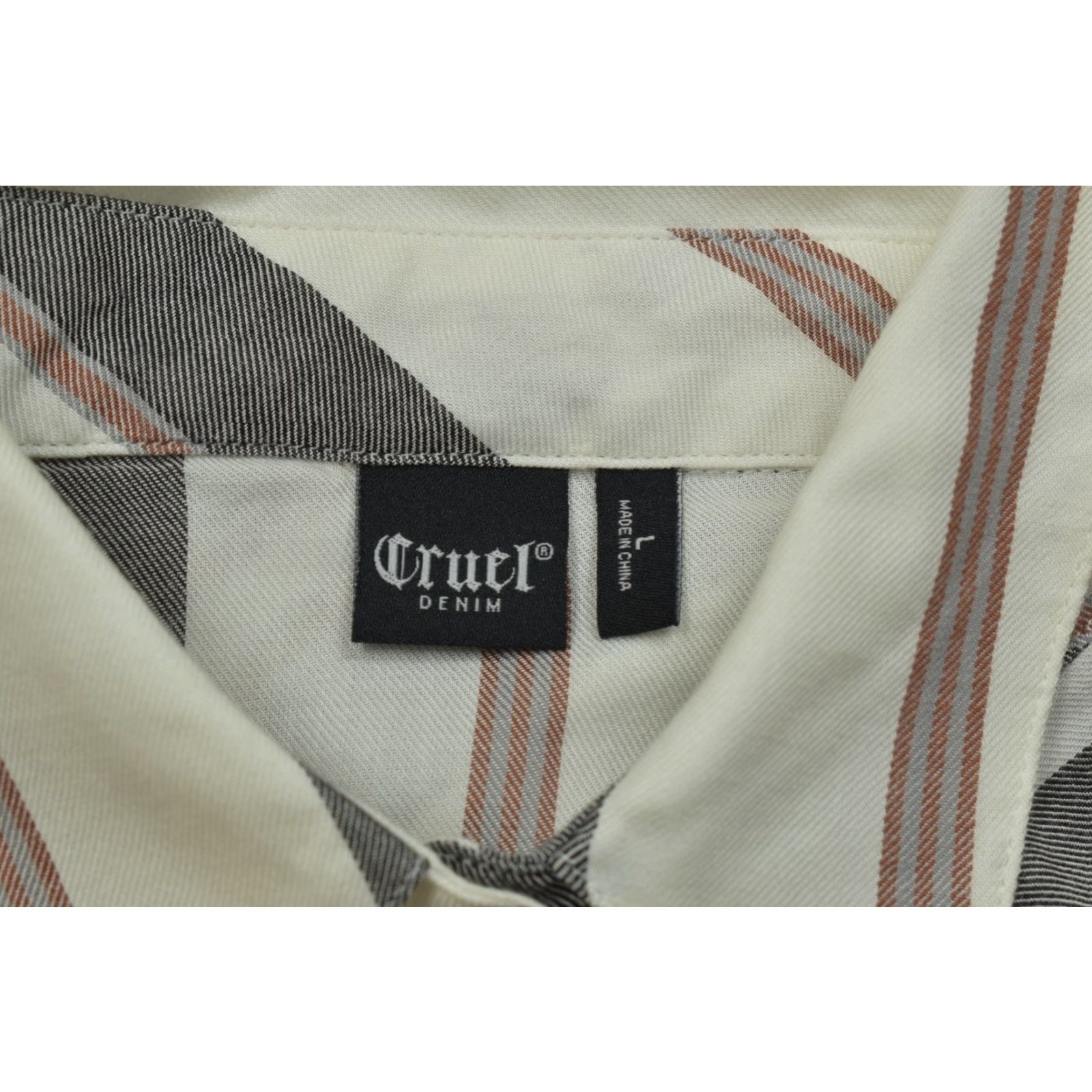 Denime VINTAGE Cruel Denim Women's L Striped Western Snap Button Down Rayon Shirt Gray White Size L / US 10 / IT 46 - 6 Thumbnail