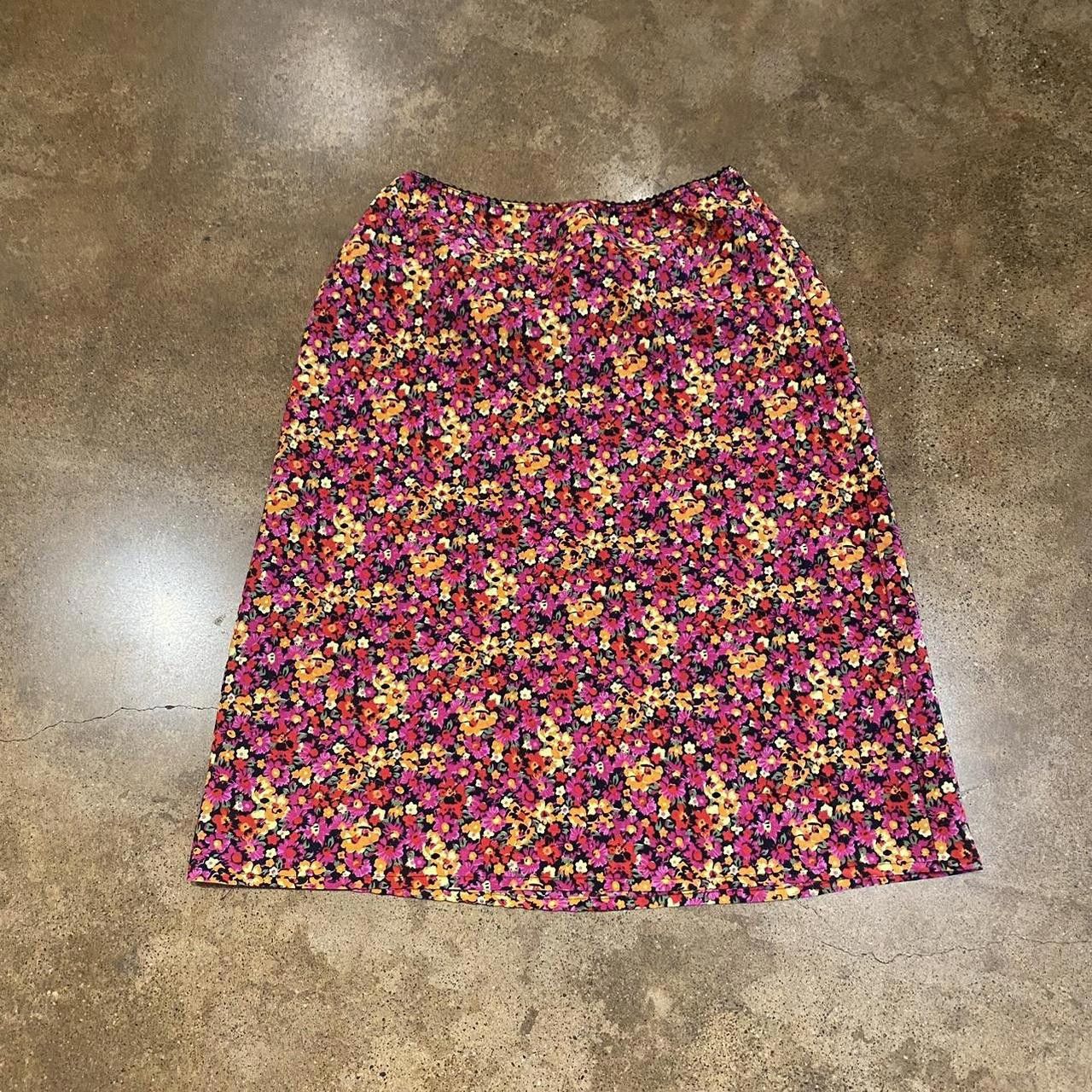 Designer Vintage 90's Floral Skirt Size 28" / US 6 / IT 42 - 2 Thumbnail