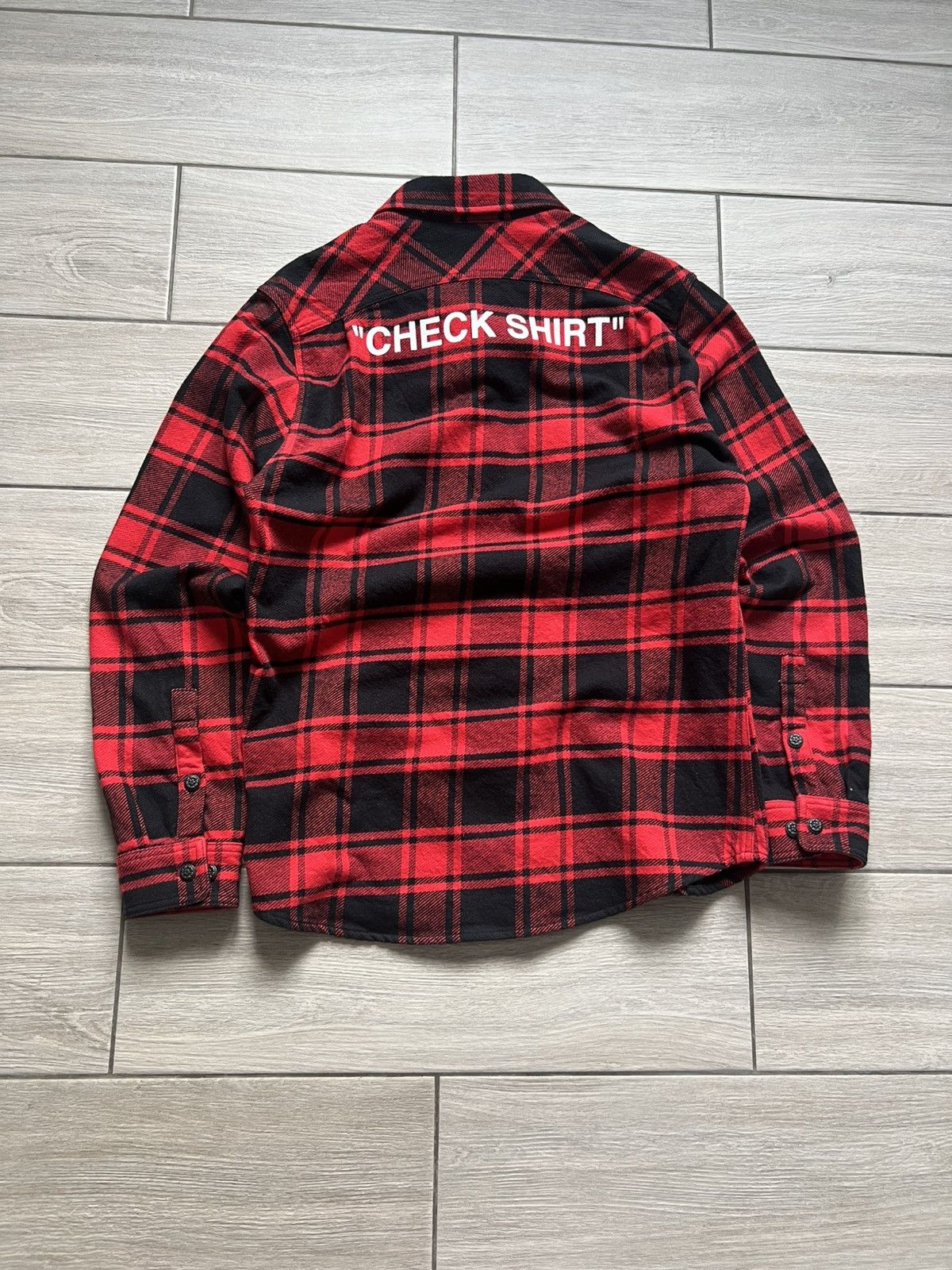 Off-White Off-White Red and Black Flannel Quote Shirt Luxury Size US M / EU 48-50 / 2 - 5 Thumbnail