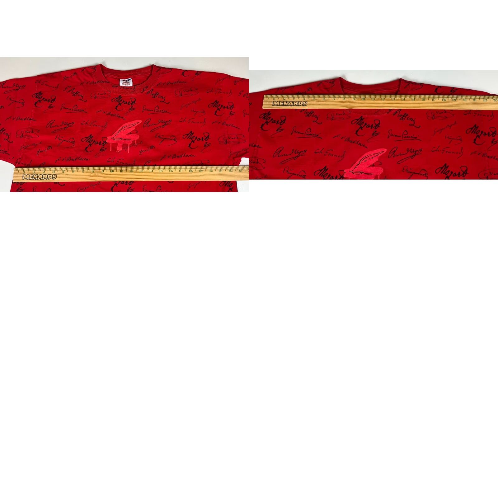 Jerzees VINTAGE JERZEES Unisex Adults Famous Classical Music Composers T-Shirt Allover Print Sz L Red Size US L / EU 52-54 / 3 - 8 Thumbnail