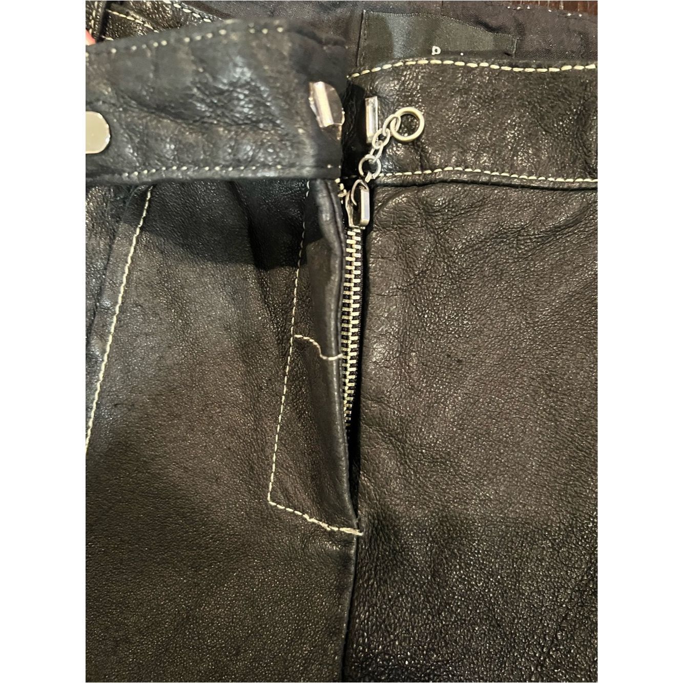 Other Poleci Black Leather Bootcut Pants XS 0–2 Low Rise Sample C Size 26" / US 2 / IT 38 - 7 Thumbnail