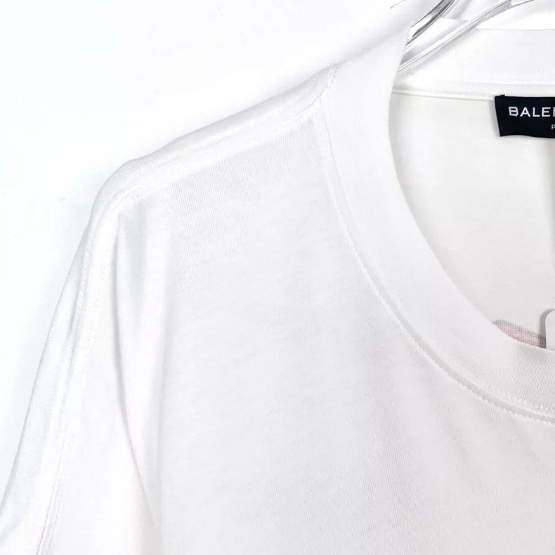 Balenciaga Logo monogrammed crewneck white cotton short sl