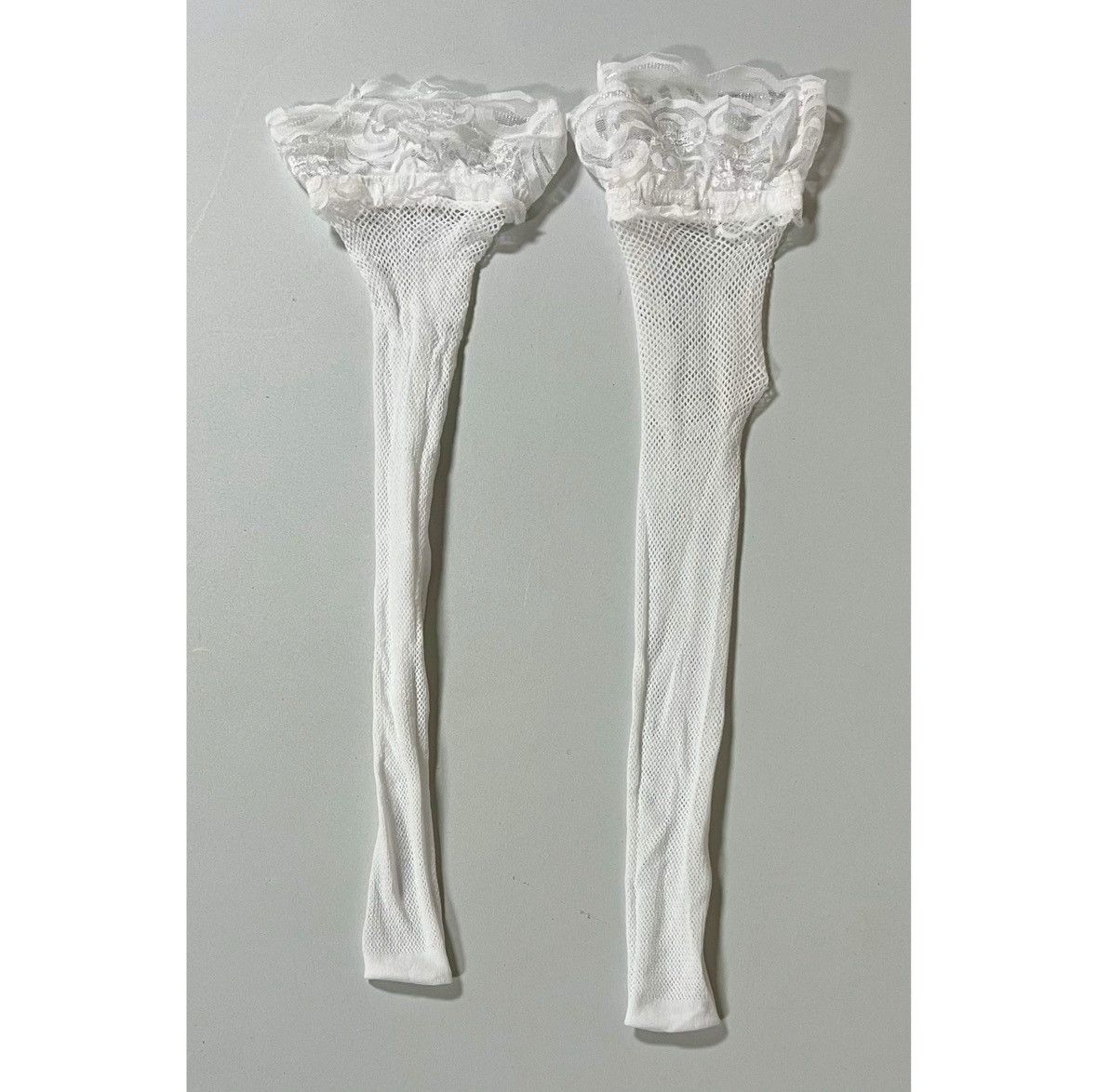 Vintage White Lace Fishnet Knee High Thigh High Socks Lingerie 🤍 Size ONE SIZE - 1 Thumbnail