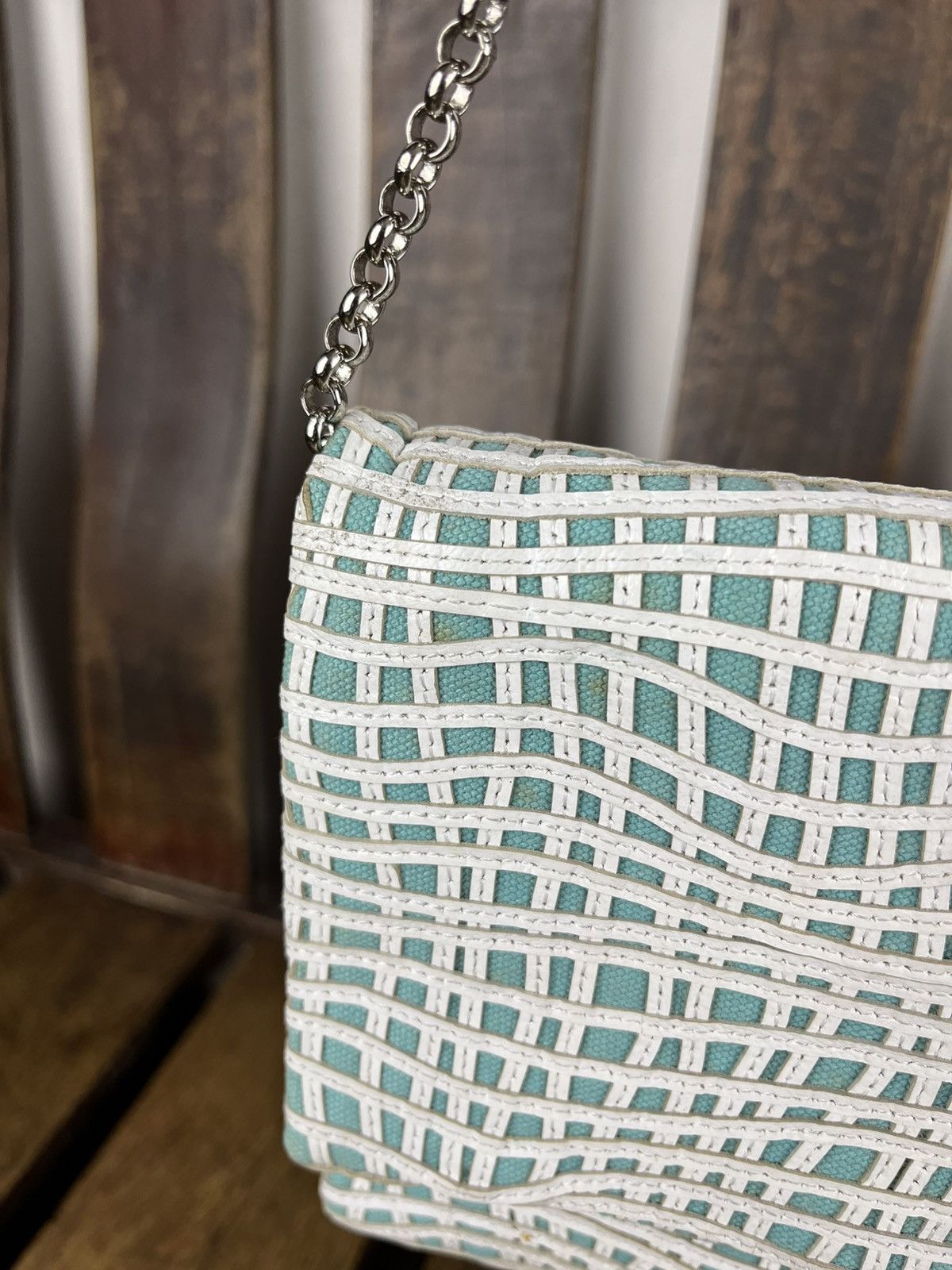 Designer × Tiffany & Co. Tiffany & Co Latice On Linen Flip Lock Shoulder / Clutch Bag Size ONE SIZE - 3 Thumbnail