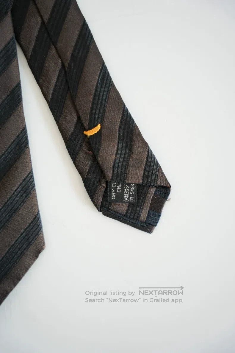 Yohji Yamamoto Yohji Yamamoto Black and brown diagonal striped silk tie Size ONE SIZE - 3 Thumbnail