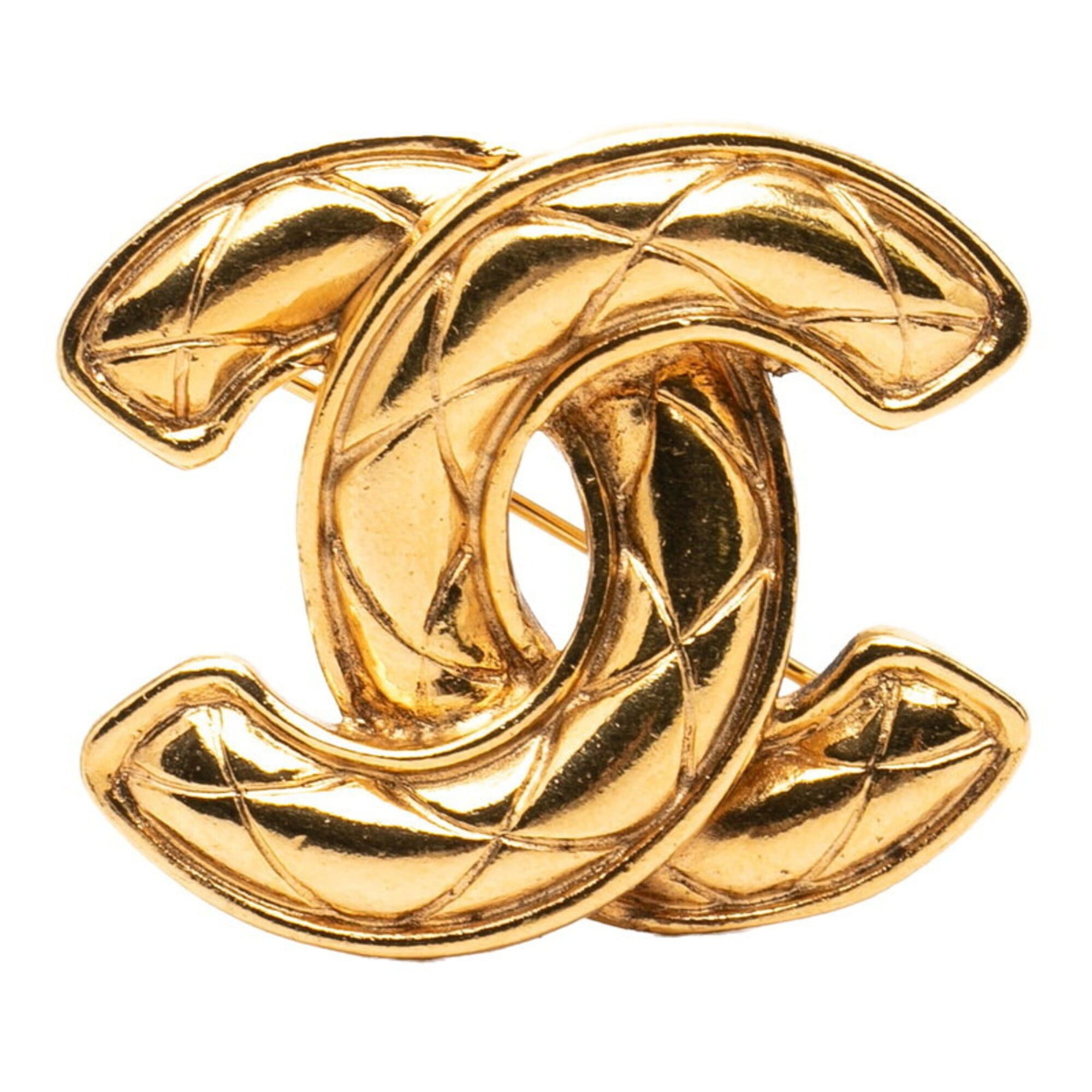Chanel Chanel Matelassé Coco Mark Brooch, Gold Plated, Women's CHANEL Size ONE SIZE - 1 Thumbnail