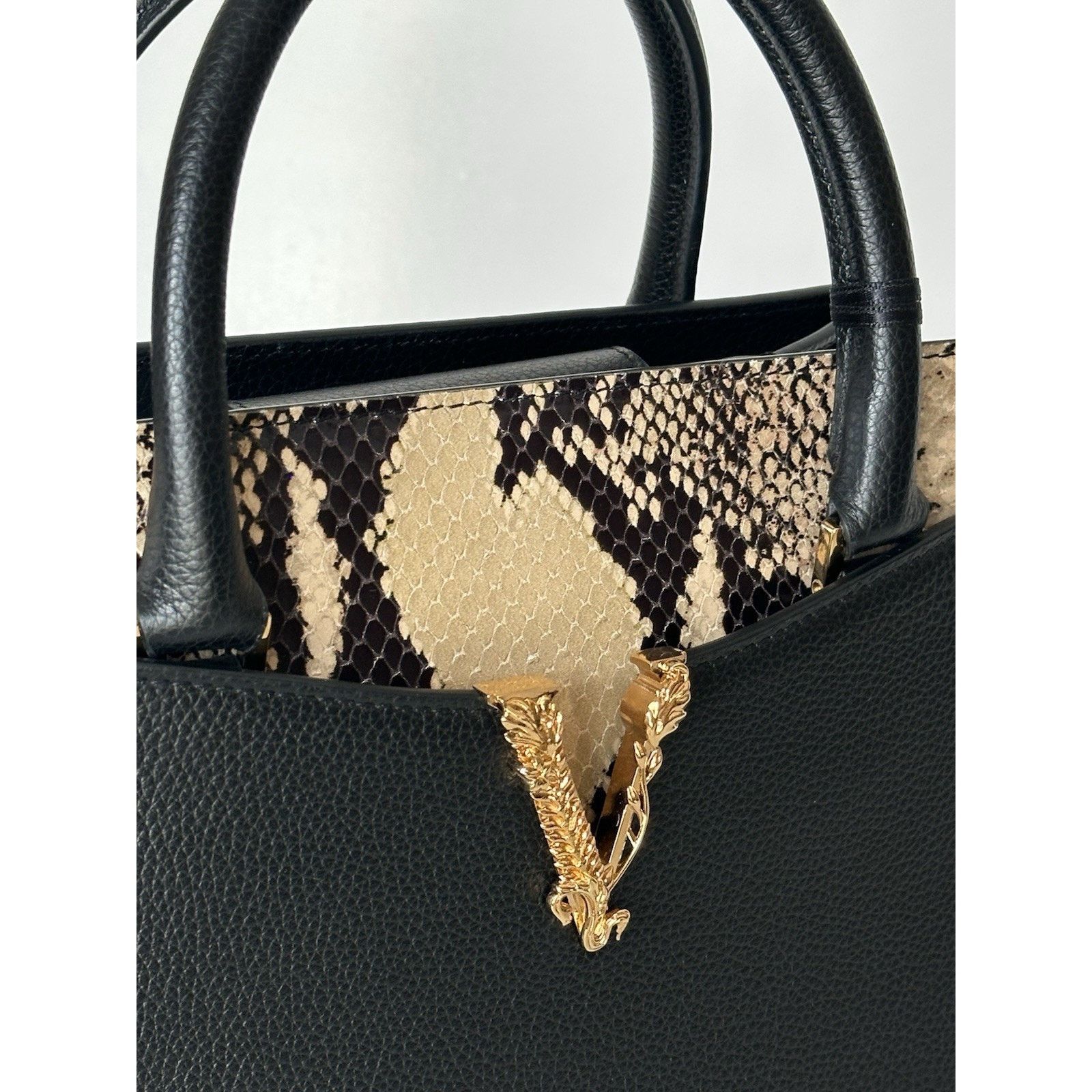 Versace Versace Virtus Calf Leather Small Black Bag 1005960 Size ONE SIZE - 4 Thumbnail