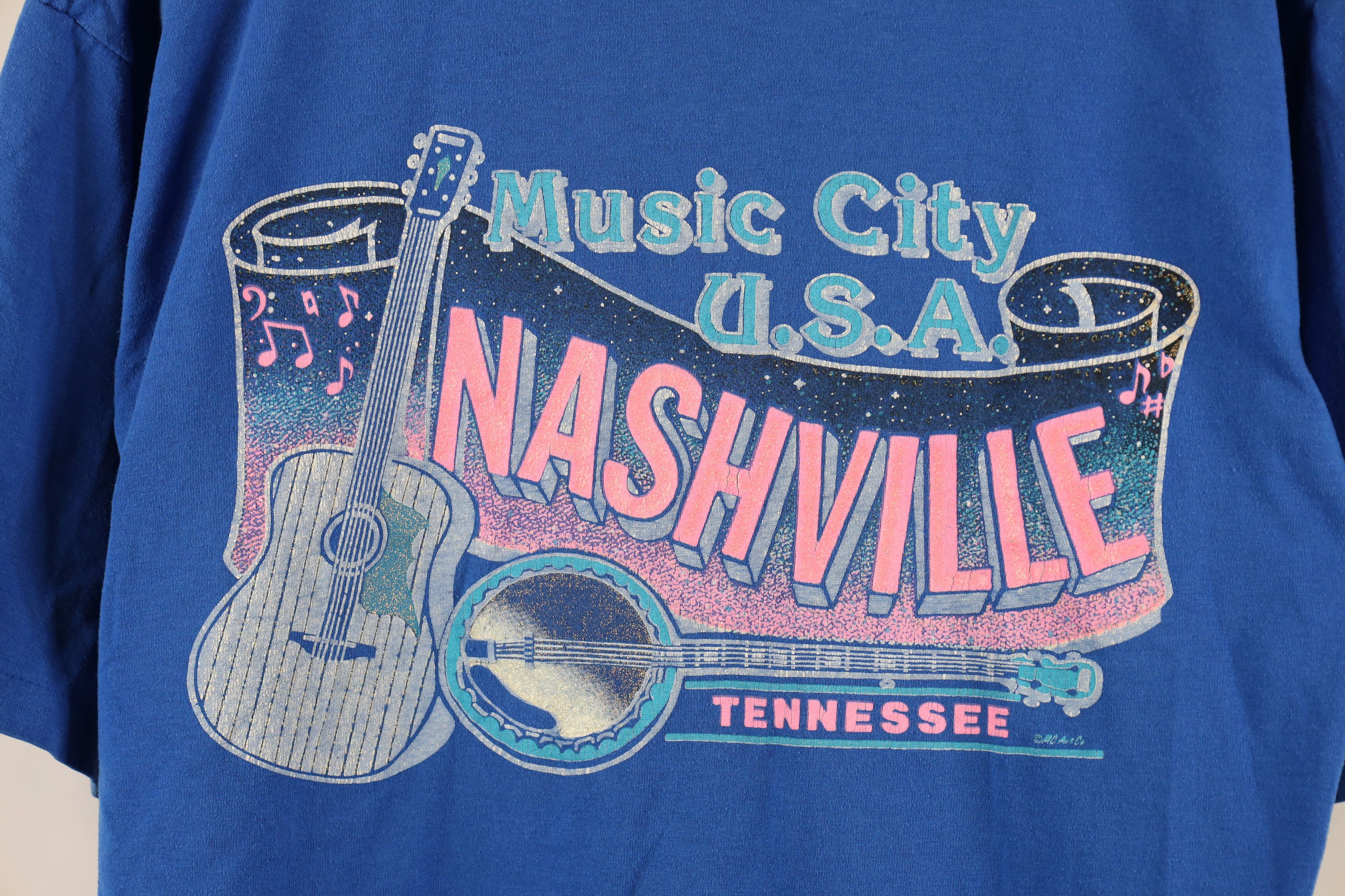 Vintage Vintage 90s Streetwear Spell Nashville Music City T-Shirt Size US L / EU 52-54 / 3 - 4 Thumbnail