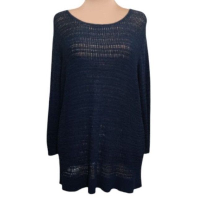 Chicos Chicos 3 XL 16 Navy Blue Open Knit Sweater Lightweight Slouc Size XXL / US 16-18 / IT 52-54 - 1 Thumbnail