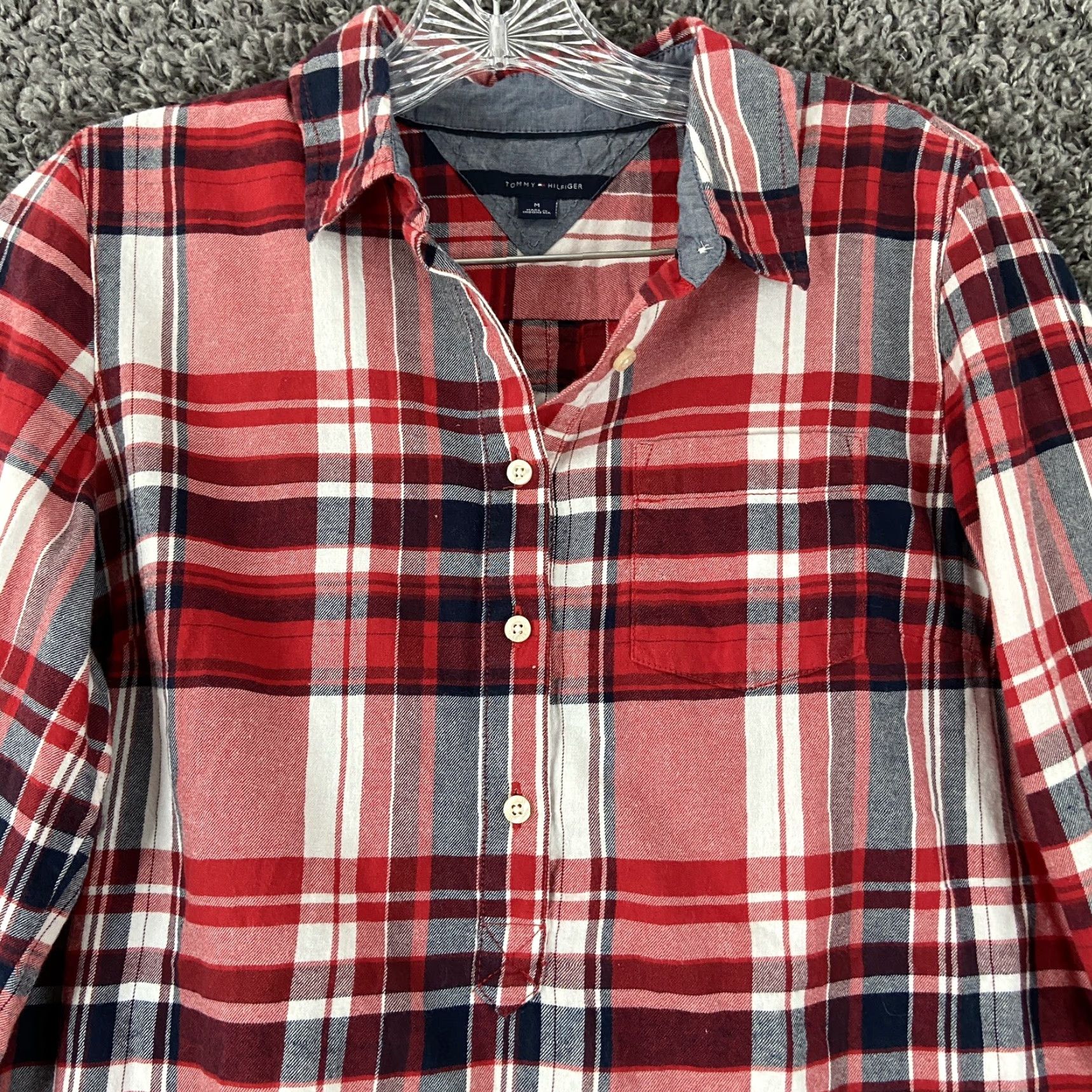 Tommy Hilfiger TOMMY HILFIGER Plaid Blouse Women’s M Long Sleeve Multicolor Pattern Size M / US 6-8 / IT 42-44 - 5 Thumbnail