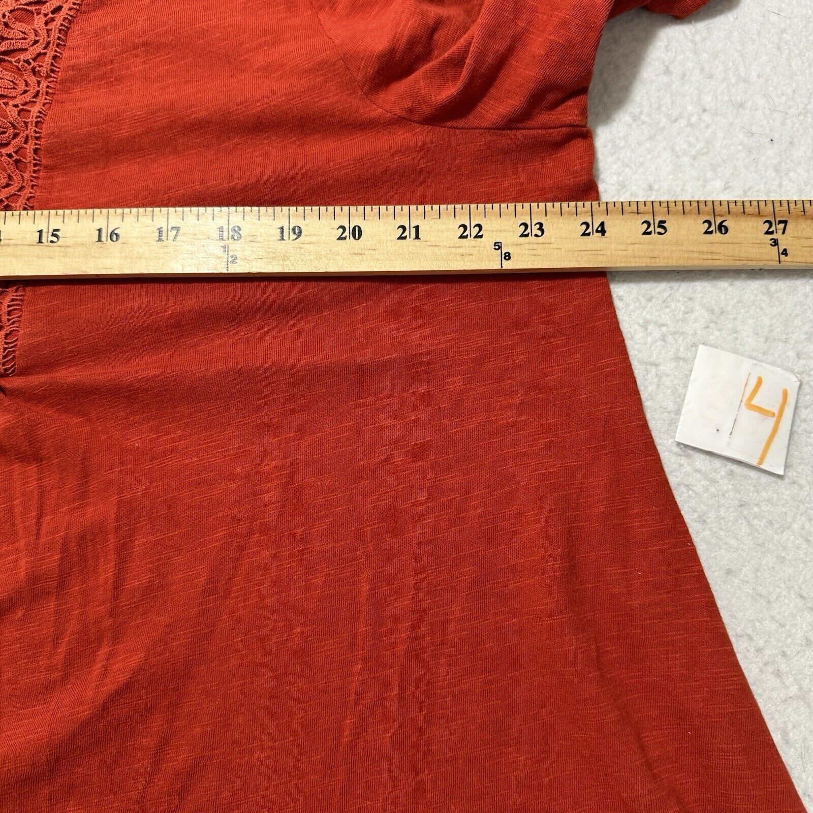 Chicos Chico's 3 XL Burnt Orange 3/4 Sleeve Lace Boho Blouse Size XL / US 12-14 / IT 48-50 - 9 Thumbnail
