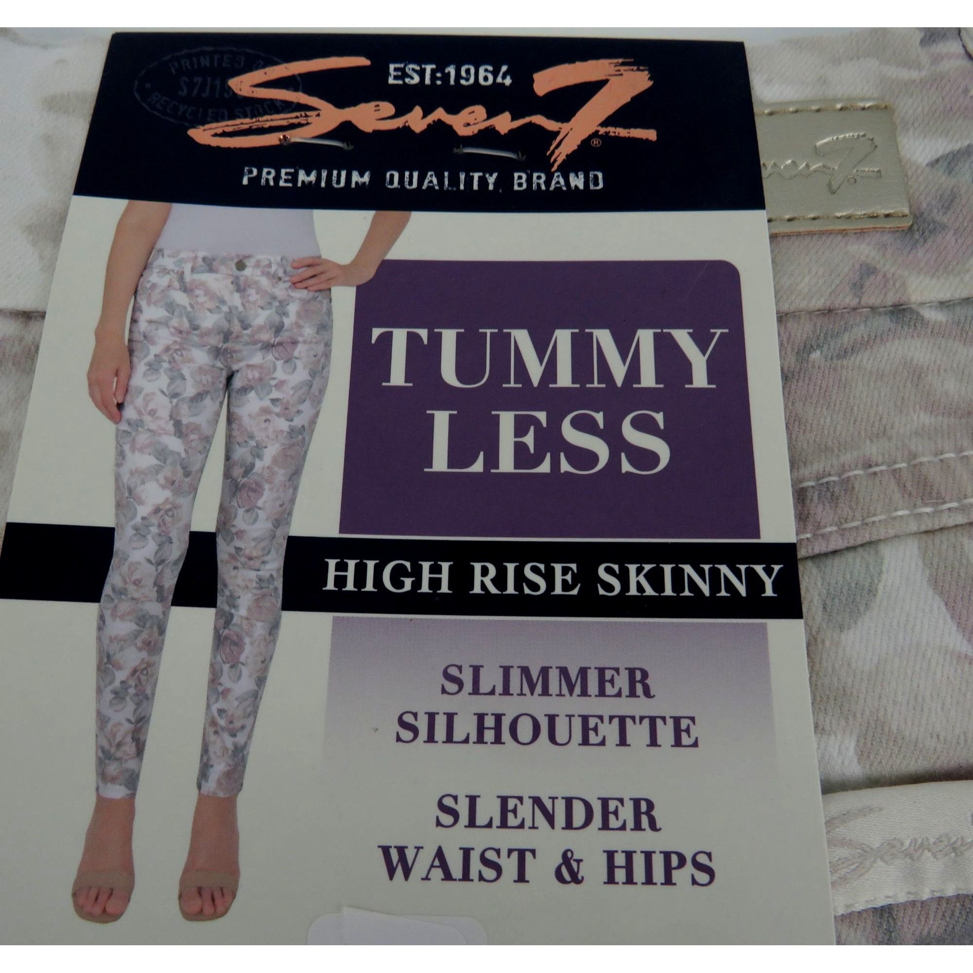Other Seven7 Tummy Less High Rise Skinny Floral Jeans Women's Size Size 30" / US 8 / IT 44 - 3 Thumbnail