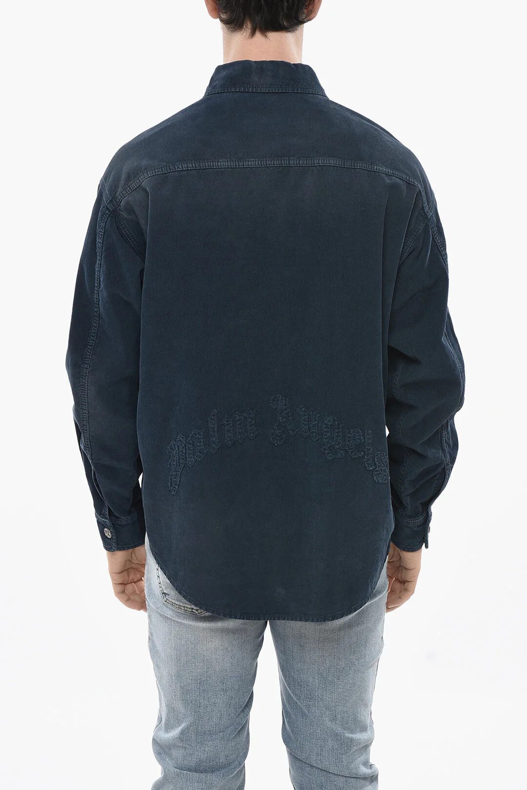 Palm Angels og1mm0226 Ribbed Velour Overshirt in Blue Size US L / EU 52-54 / 3 - 2 Thumbnail