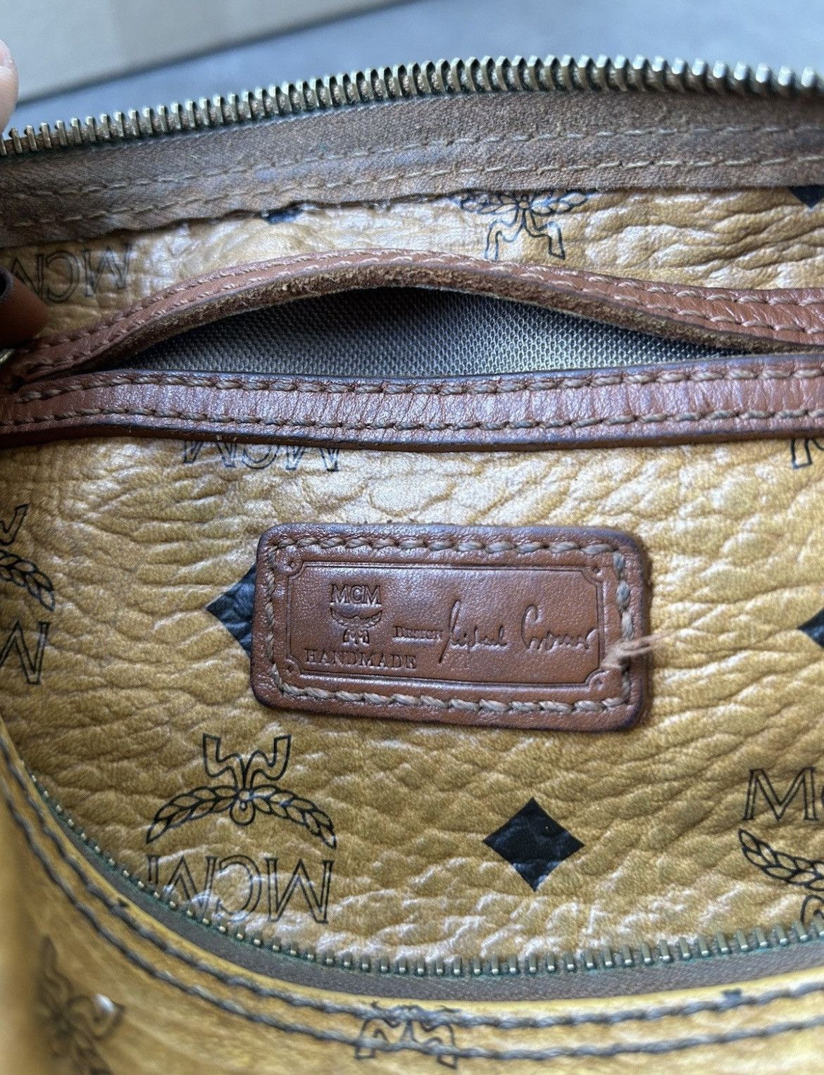 MCM MCM Boston Bag Ladies Cognac PVC Leather Visetos Brown Size ONE SIZE - 14 Thumbnail
