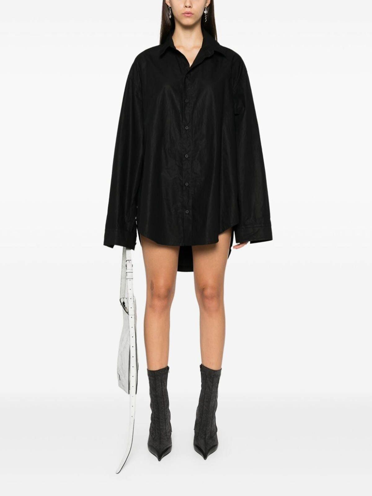 Balenciaga oc11z0426 Suspended Shirt Dress in Black Size S / US 4 / IT 40 - 3 Thumbnail