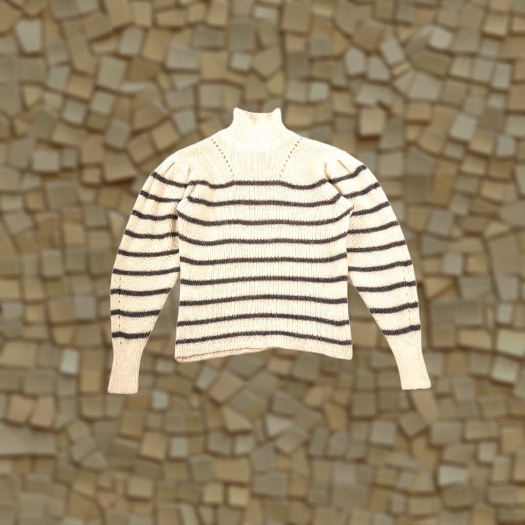 Isabel Marant Isabel Marant Etoile Ws Ivory Stripe Puff Sleeve Alpaca Blend Cozy Sweater Sz 38 Size XS / US 0-2 / IT 36-38 - 1 Thumbnail