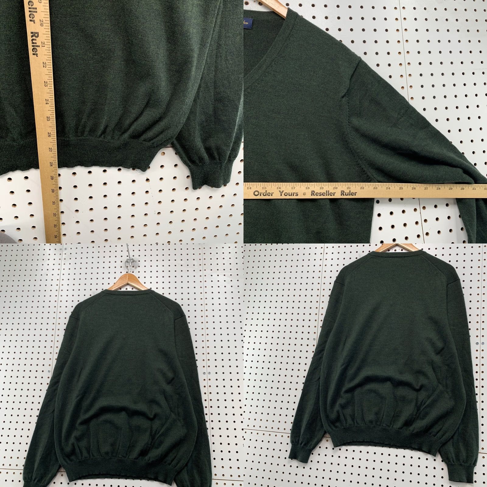 Brooks Brothers Brooks Brothers Merino Wool Sweater Men Large Green V-Neck Stretch Business Work Sweater Size US L / EU 52-54 / 3 - 8 Thumbnail