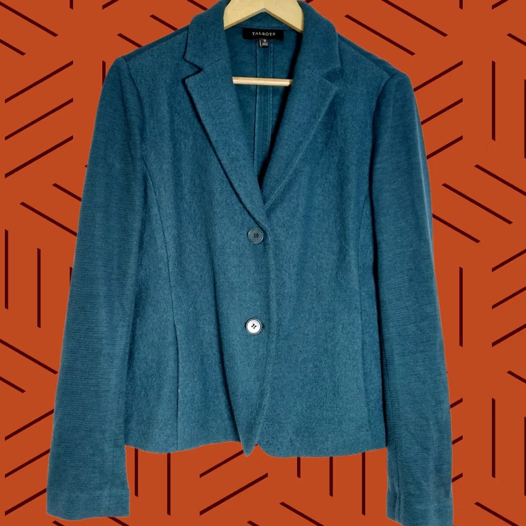 Talbots Talbots Wool Blend Blazer Blue Women Solid Long Sleeve Size 12 Size XL / US 12-14 / IT 48-50 - 1 Thumbnail