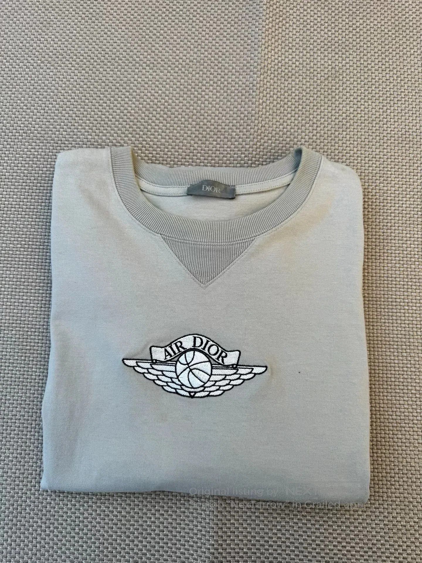 Dior Dior x AJ Embroidered Logo Gray Tee. Size US XL / EU 56 / 4 - 5 Thumbnail