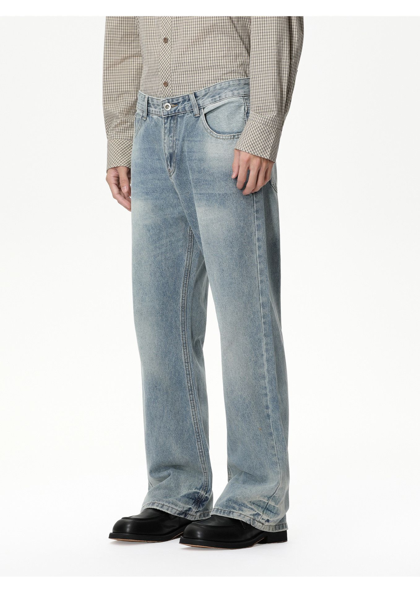 Vintage Men's slim fit versatile washed casual flared jeans Size US 32 / EU 48 - 3 Thumbnail