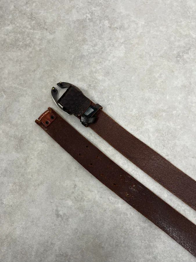 Just Cavalli 2000s Cavalli Brown Python Embossed Leather Belt Size ONE SIZE - 6 Thumbnail