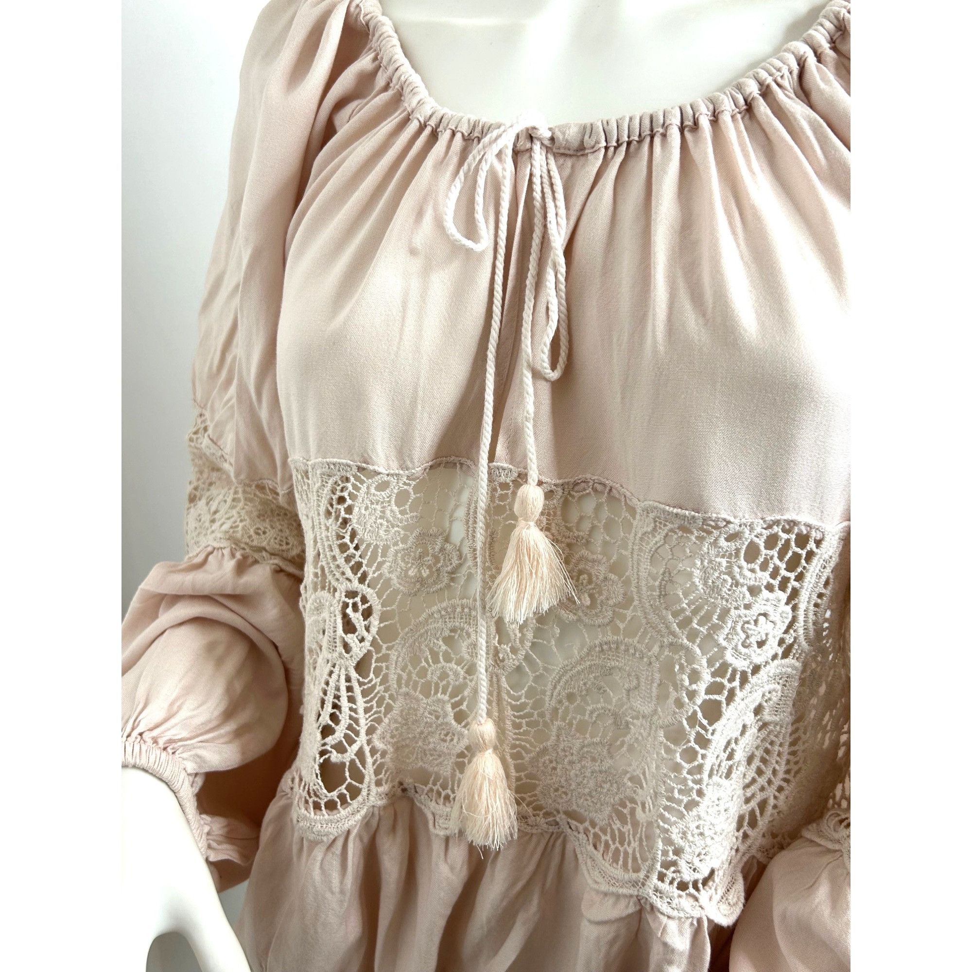 Free People Free People. Blouse S/P Pink, Lace Tassels Balloon Long Slee Size S / US 4 / IT 40 - 8 Thumbnail
