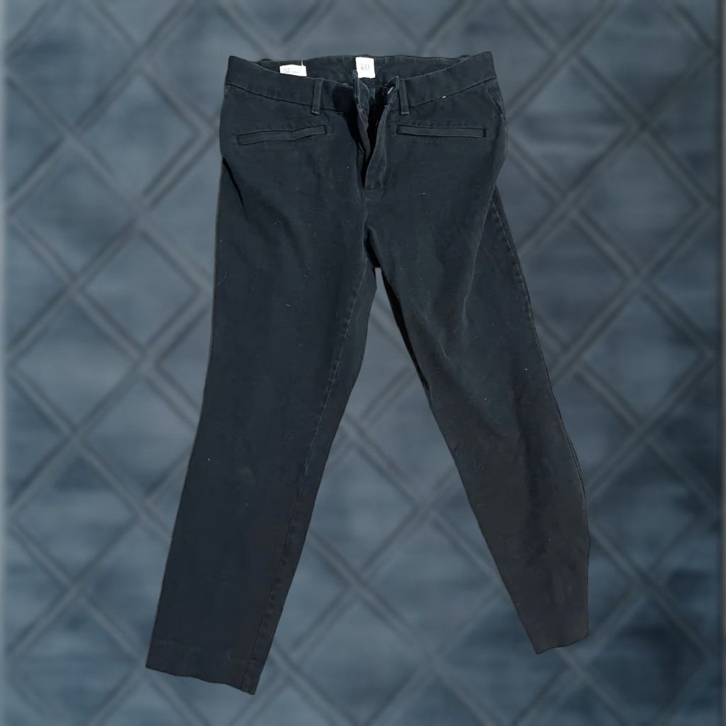 Gap WOMEN'S GAP BLACK CHAMBRAY SKINNY ANKLE PANTS SIZE 10R REGULAR BUSINESS CASUAL Size 32" / US 10 / IT 46 - 1 Thumbnail