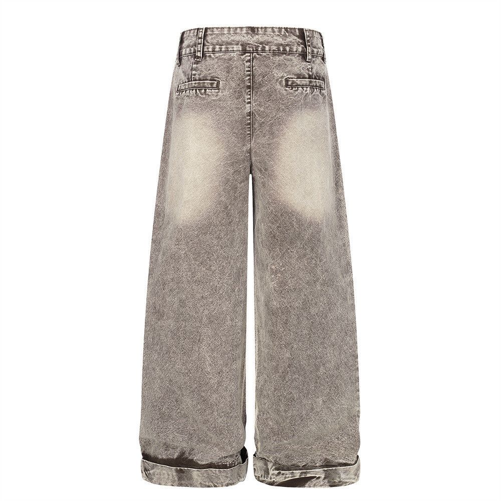 Jean Heavy-duty washed distressed men's punk loose jeans Size US 32 / EU 48 - 2 Thumbnail