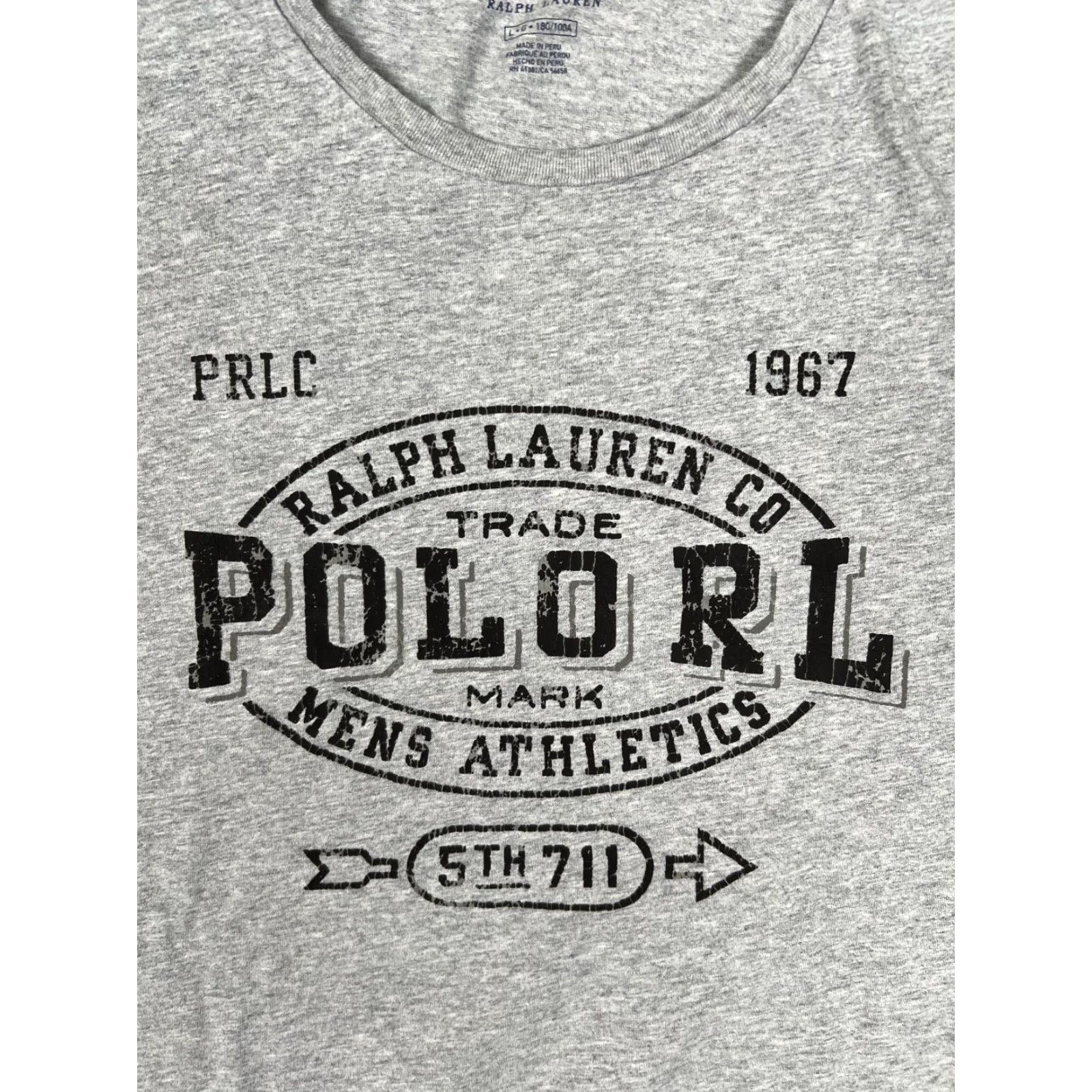 Polo Ralph Lauren Polo Ralph Lauren T-Shirt Mens Large Gray Athletics Sport Retro Spell Out Size US L / EU 52-54 / 3 - 2 Thumbnail
