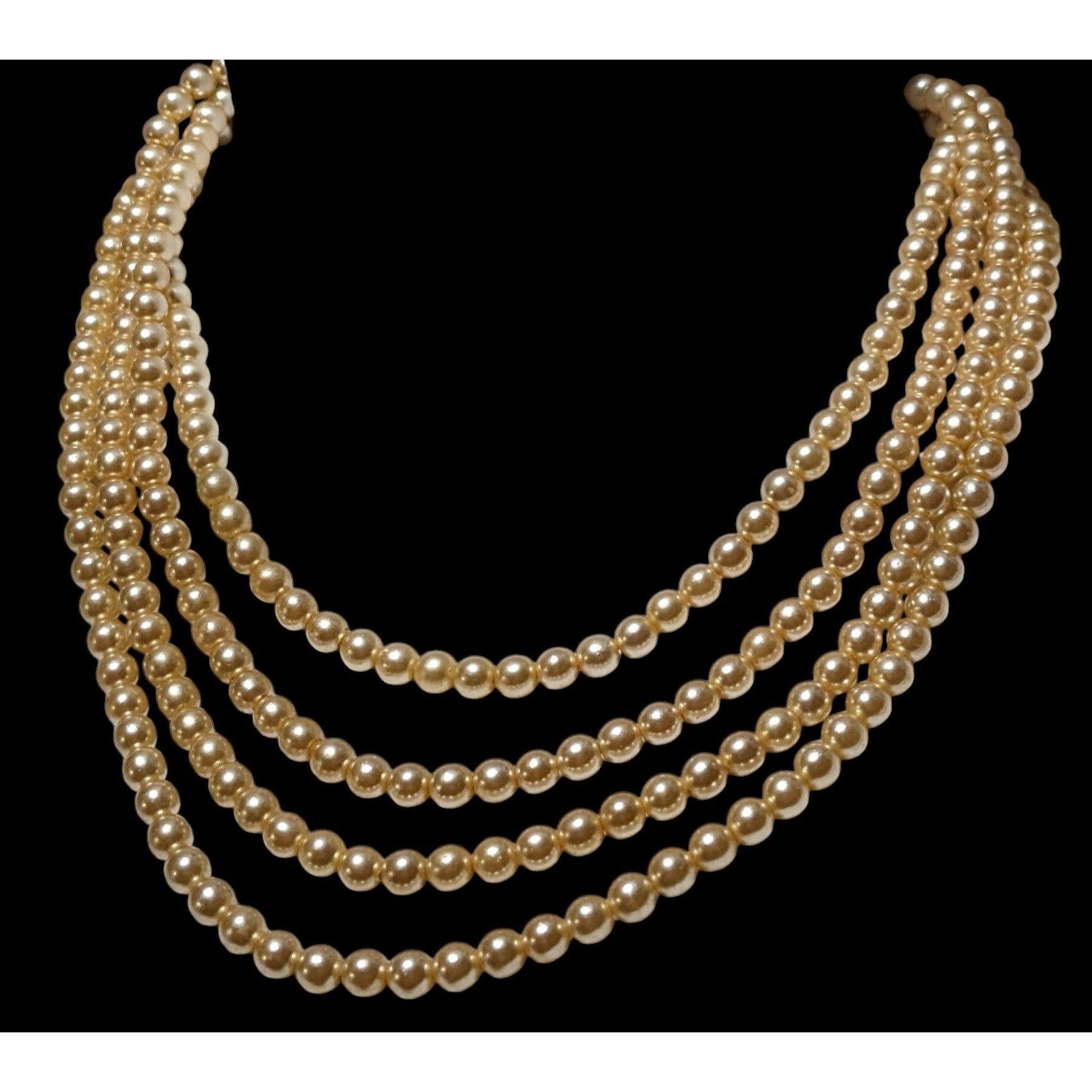 Other Vintage Gold Faux Pearl Multilayer Necklace Size ONE SIZE - 4 Thumbnail