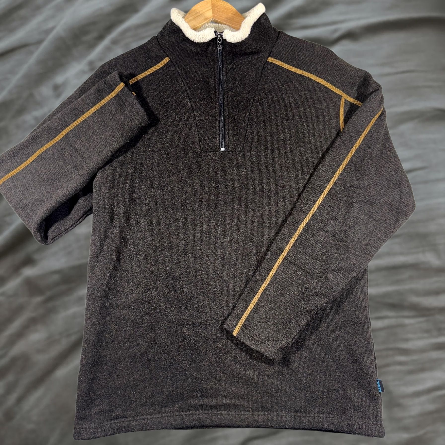 Vintage Kuhl Mens Large Gray Alfpaca Fleece Pullover 1/4 Zip Mock Neck Sweater Size US L / EU 52-54 / 3 - 1 Thumbnail