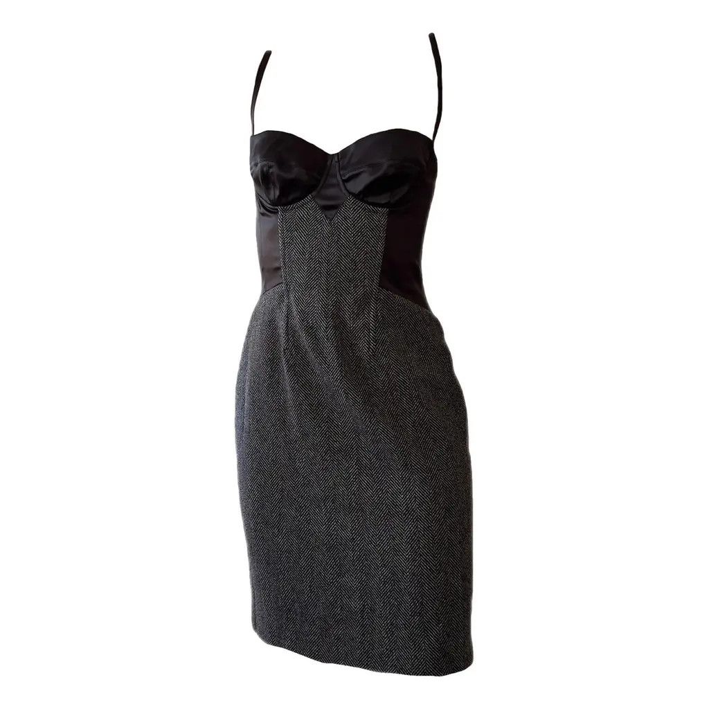 Dolce & Gabbana Dolce & Gabbana Grey Wool Structured Corset Suit Dress IT44 Size M / US 6-8 / IT 42-44 - 2 Thumbnail