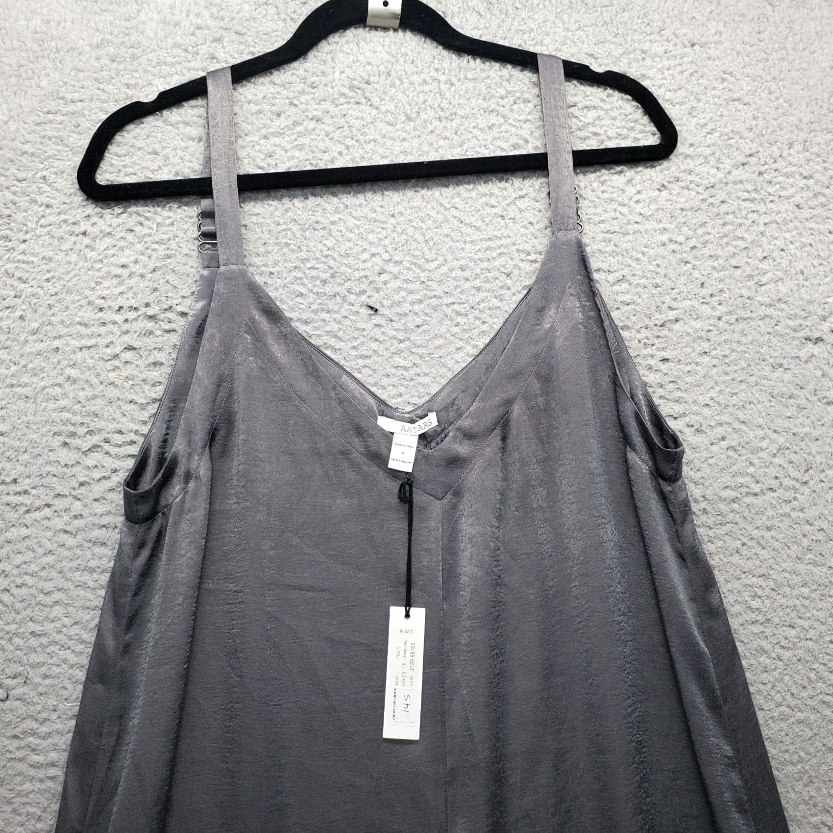 Vintage Astars Arizona Jumpsuit Womens M Gray Evening Shimmer V-Neck Adjustable Strap Size 32" / US 10 / IT 46 - 5 Thumbnail