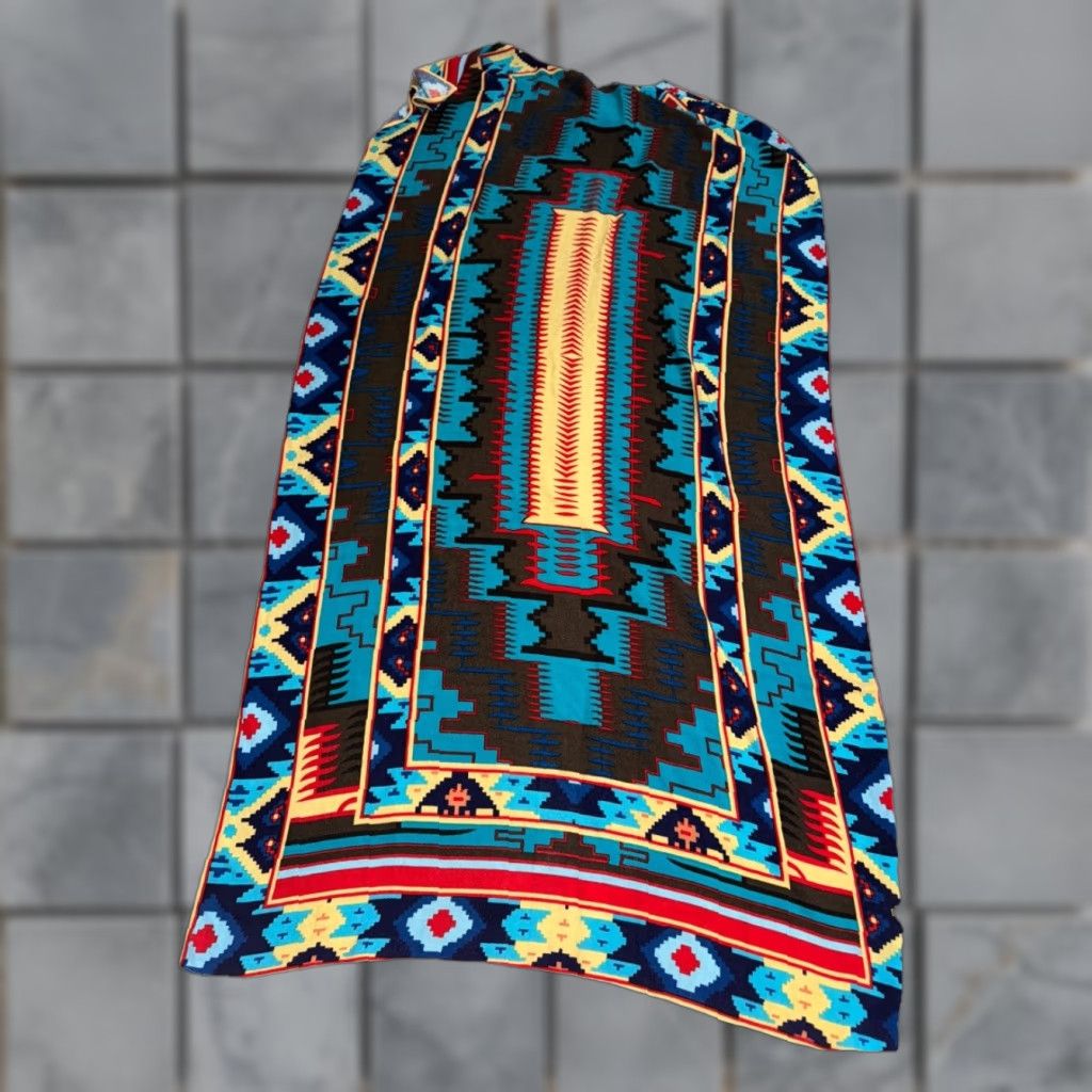 Vintage Western Style Southwestern Aztec Print Throw Shawl Blanket Scarf Boho Size ONE SIZE - 1 Thumbnail