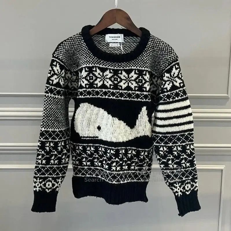 Thom Browne Thom Browne Black Wool Patterned Sweater for Women . Size S / US 4 / IT 40 - 1 Thumbnail