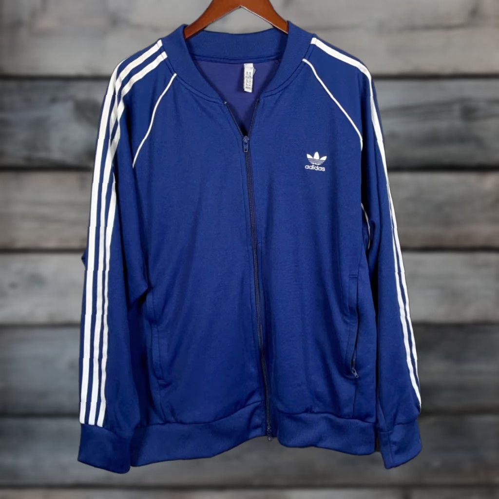 Adidas adidas Track Jacket 2XL Men’s Dark Blue Zip Trefoil Logo Retro 90s Full Zip Pockets Polyester Unlined Long Sleeve Short Sleeve Clothing Size US XXL / EU 58 / 5 - 1 Thumbnail