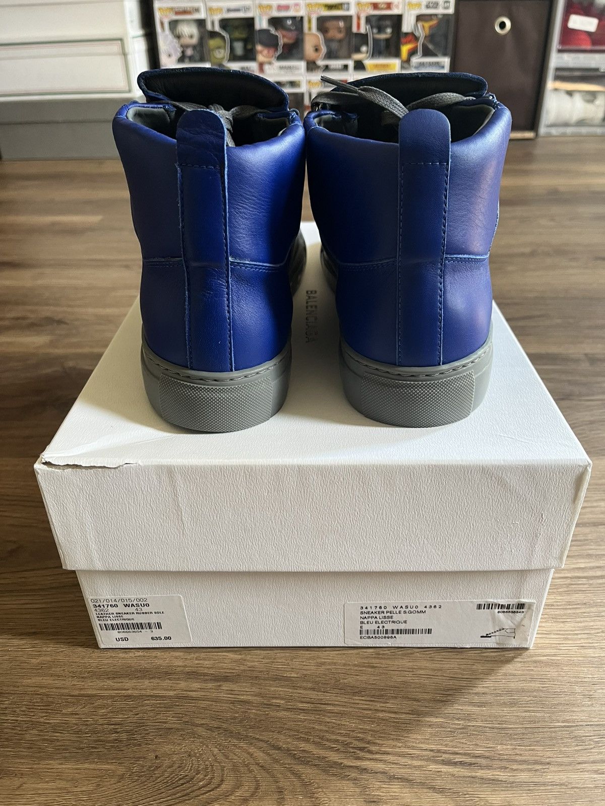 Balenciaga Arena High Top Leather Sneakers Blue Size 43