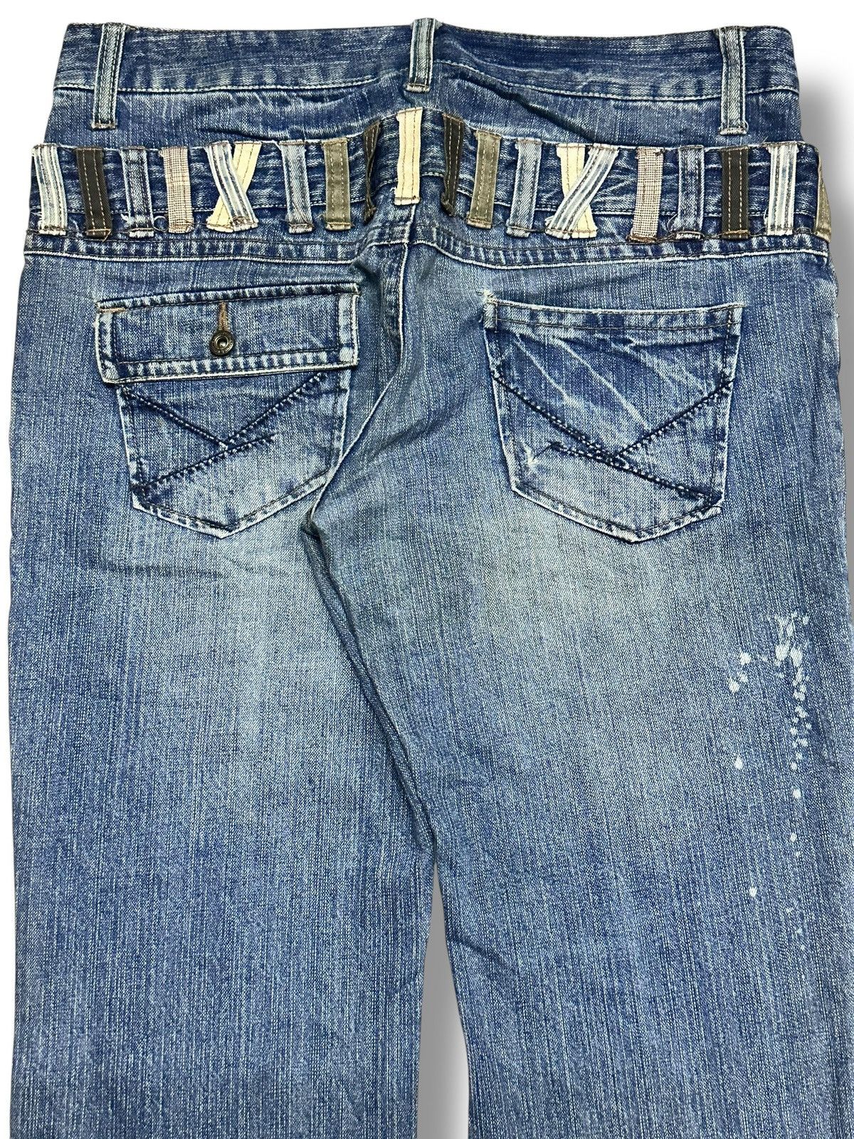 Japanese Brand Jinnee Jeans Double Waist Baggy Loose With Painted & Faded Size US 37 - 6 Thumbnail