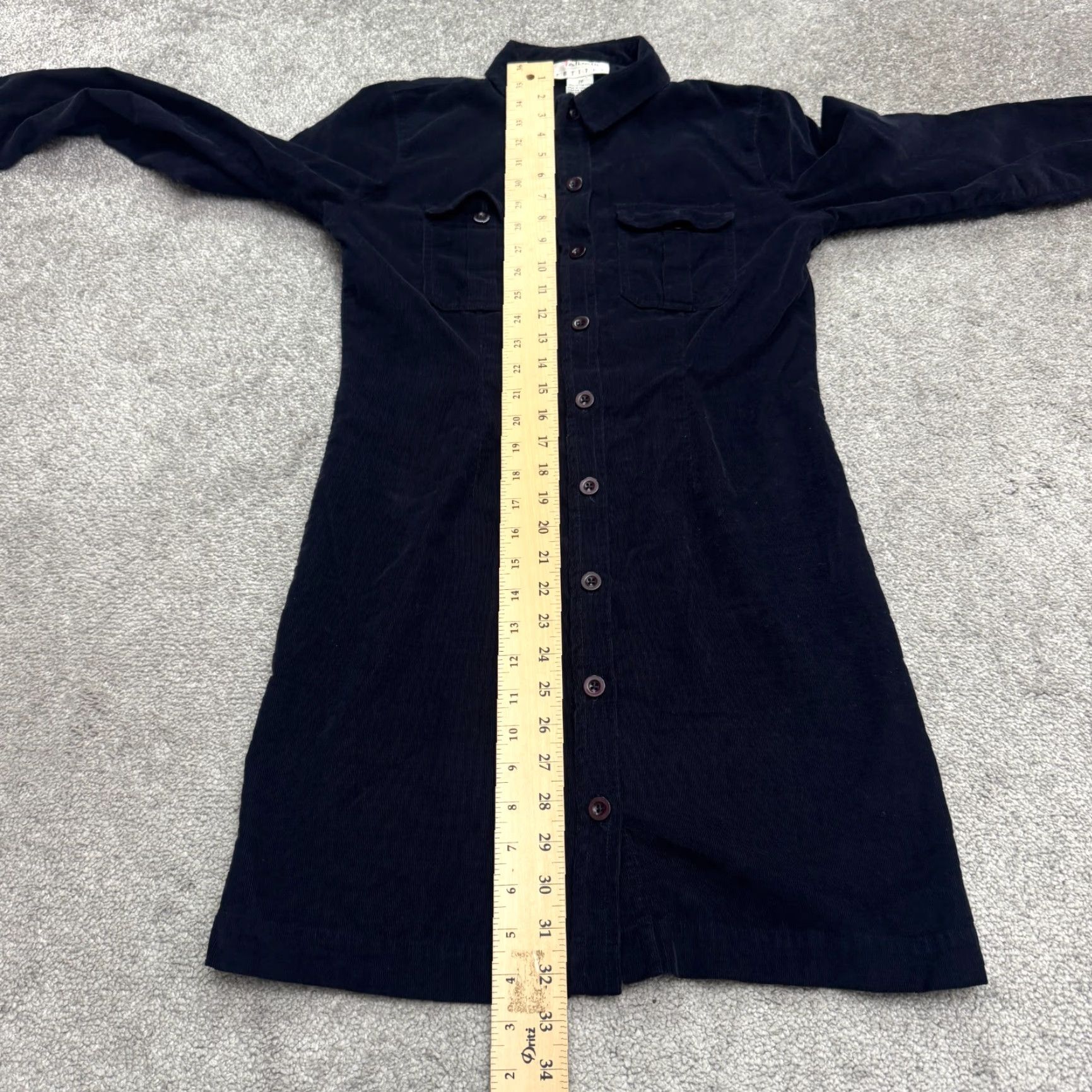 Talbots VINTAGE Talbots Corduroy Shirt Dress Women’s Midi Casual Spring Summer Fall Winter 2P Navy Blue Size XS / US 0-2 / IT 36-38 - 7 Thumbnail